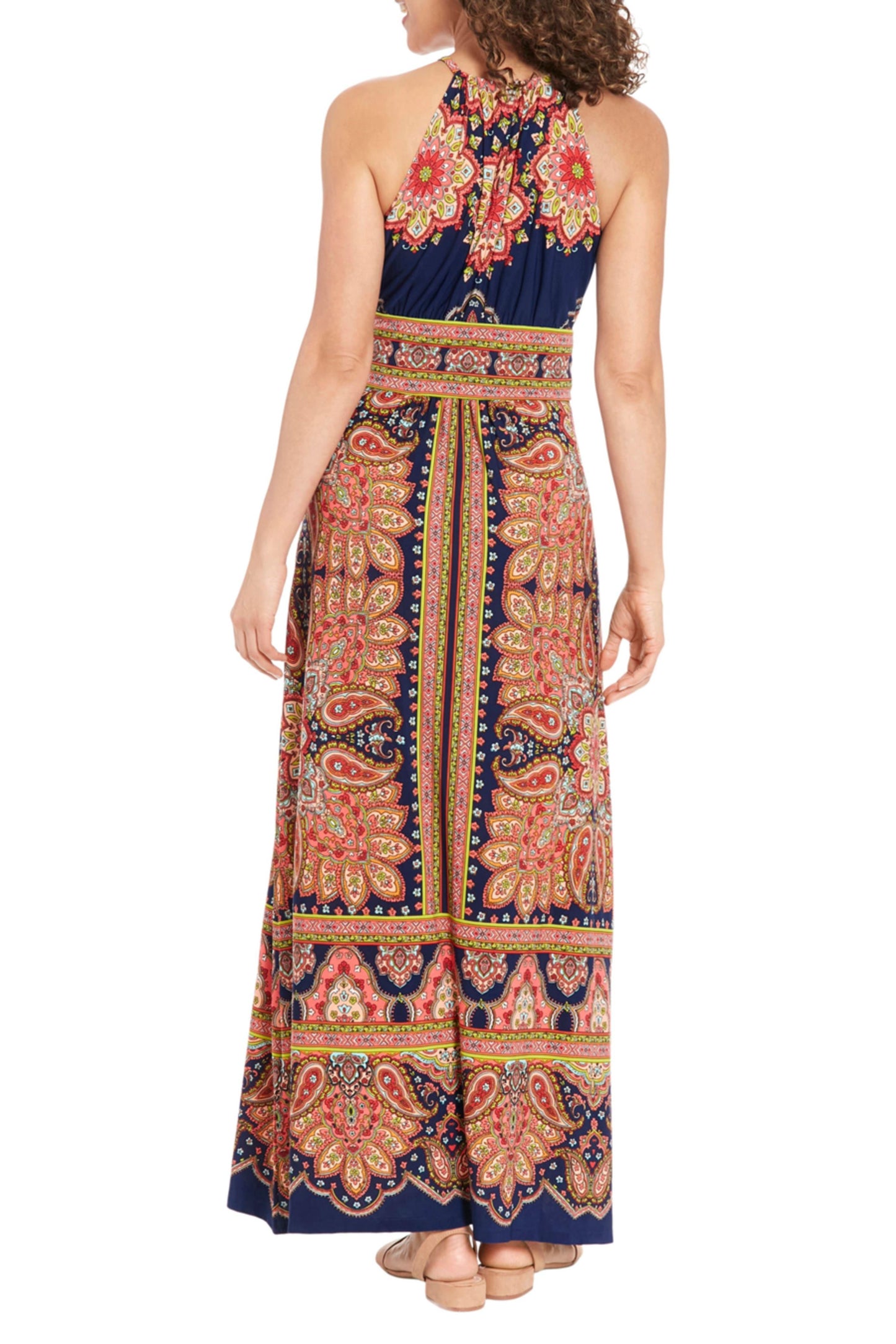 London Times Halter Neck Medallion Maxi Dress