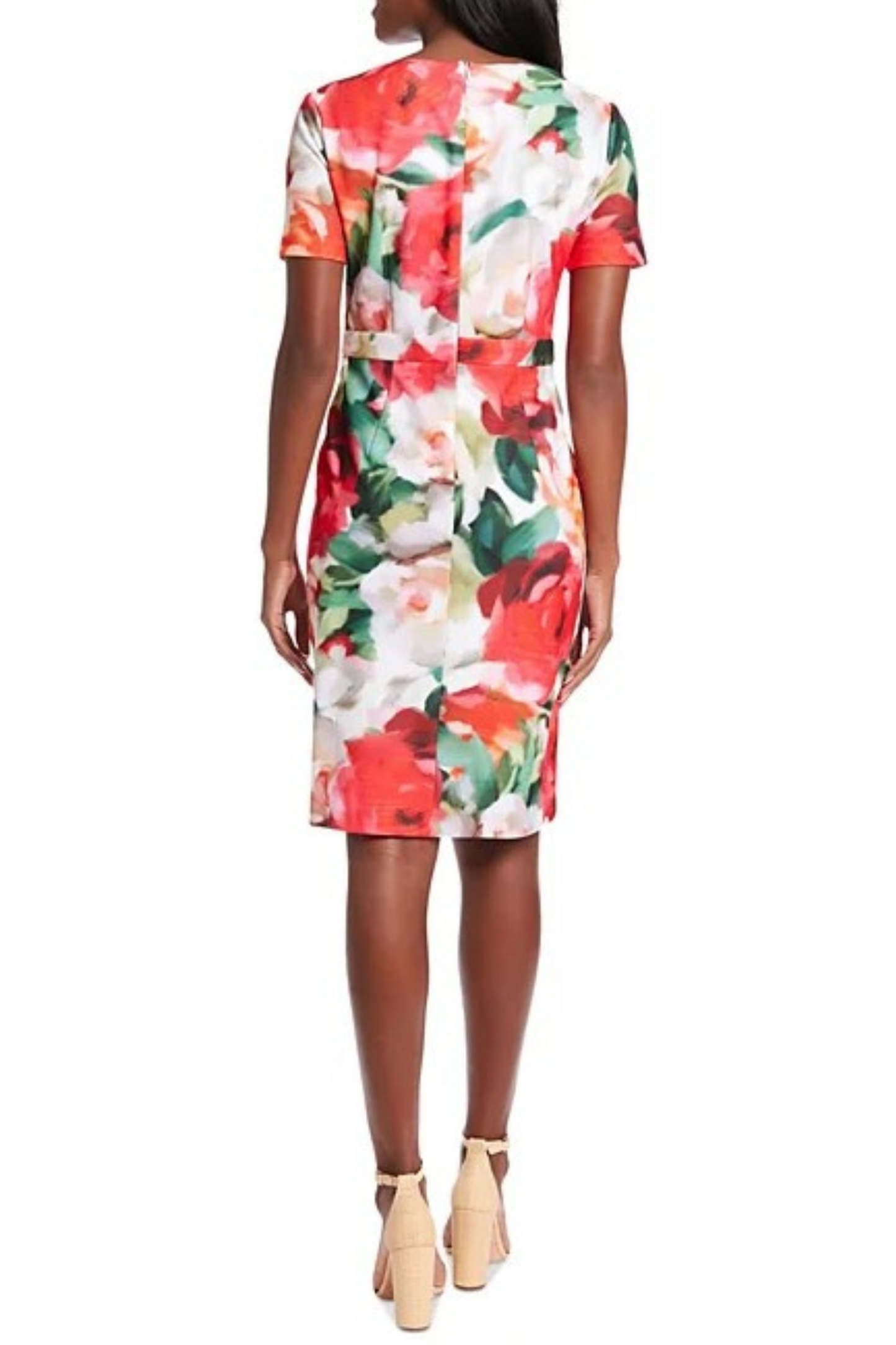 London Times Floral Print Bow Neck Sheath Dress