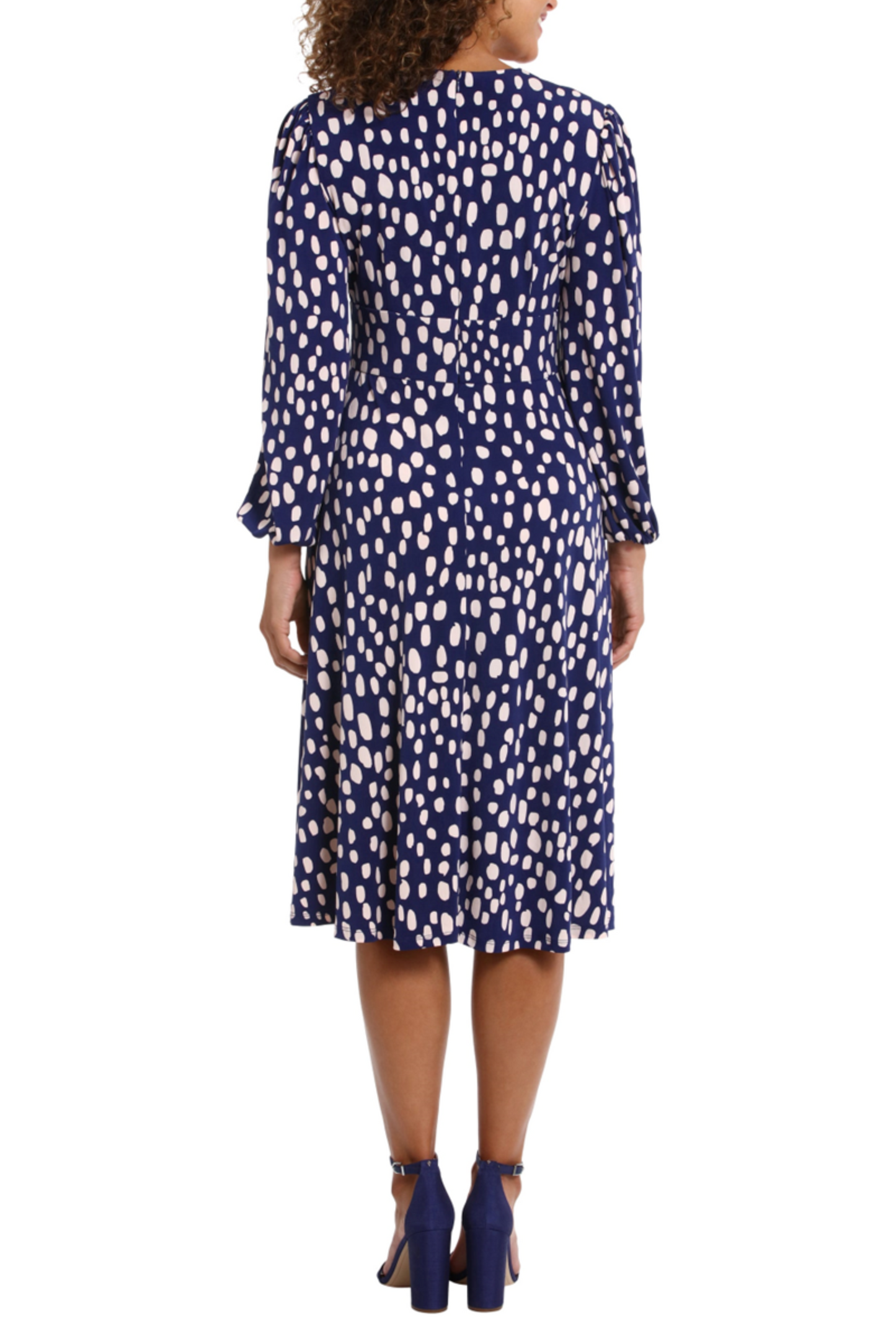 London Times Long Sleeve Ruched Waist Print Dress