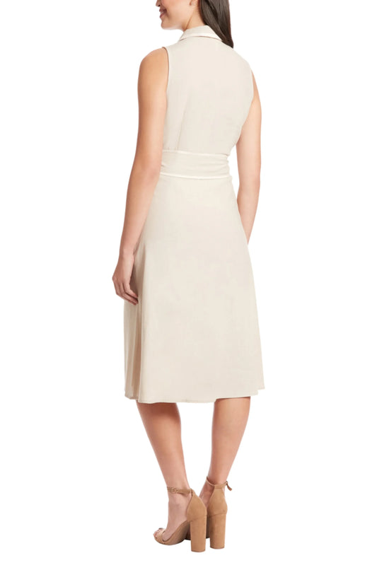 London Times Sleeveless A-Line Belted Dress