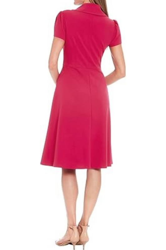 London Times Short Sleeve Fit & Flare Dress