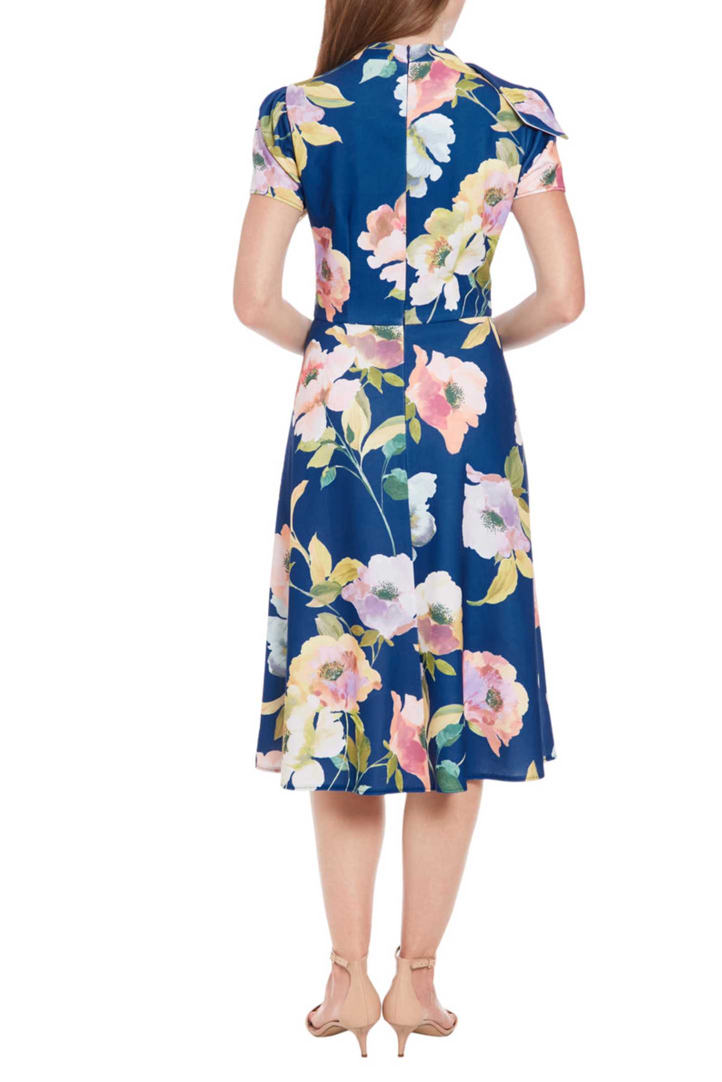 London Times Short Sleeve Floral Fit & Flare Dress