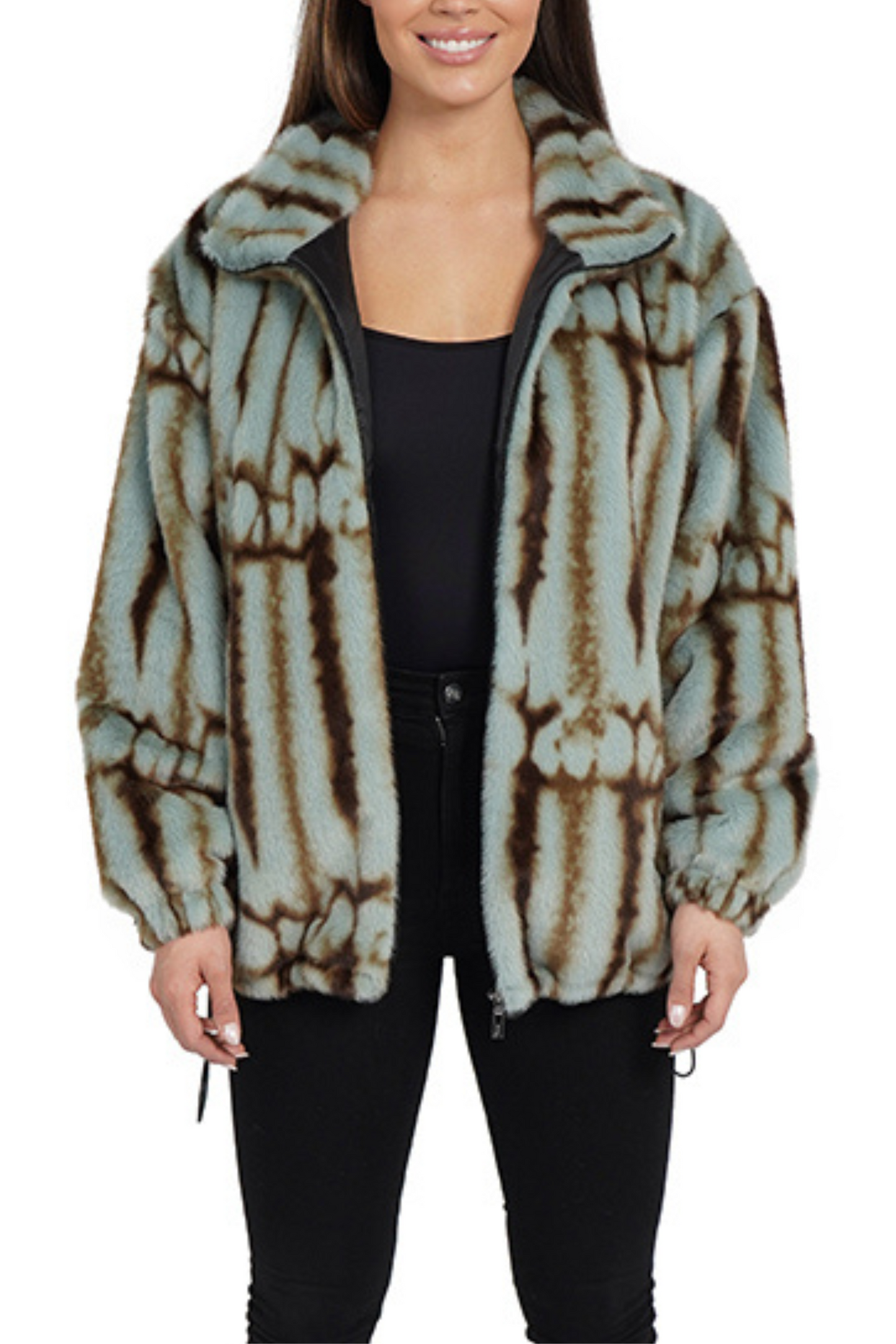 Love Token Multicolored Faux-Fur Zippered Jacket