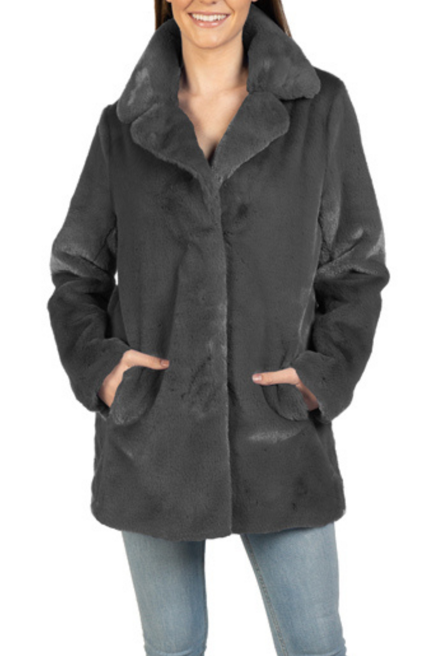 Love Token Mid-Length Faux Fur Jacket