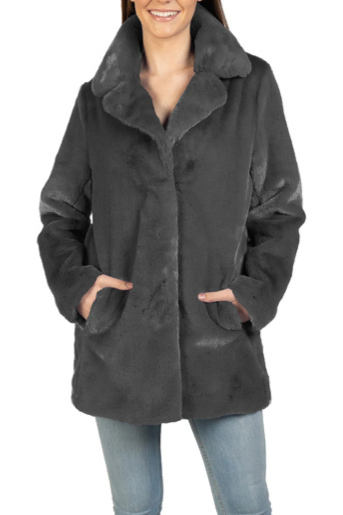 Love Token Mid-Length Faux Fur Jacket