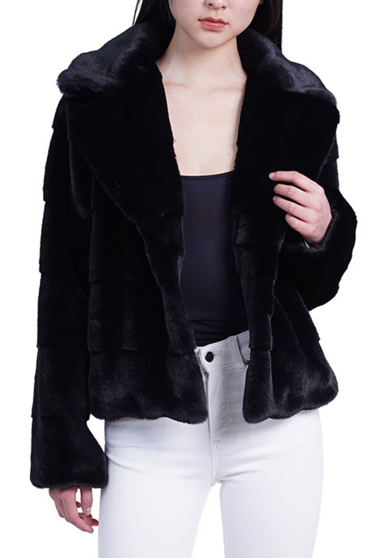 Love Token Scalloped Hem Faux-Fur Puffer Coat