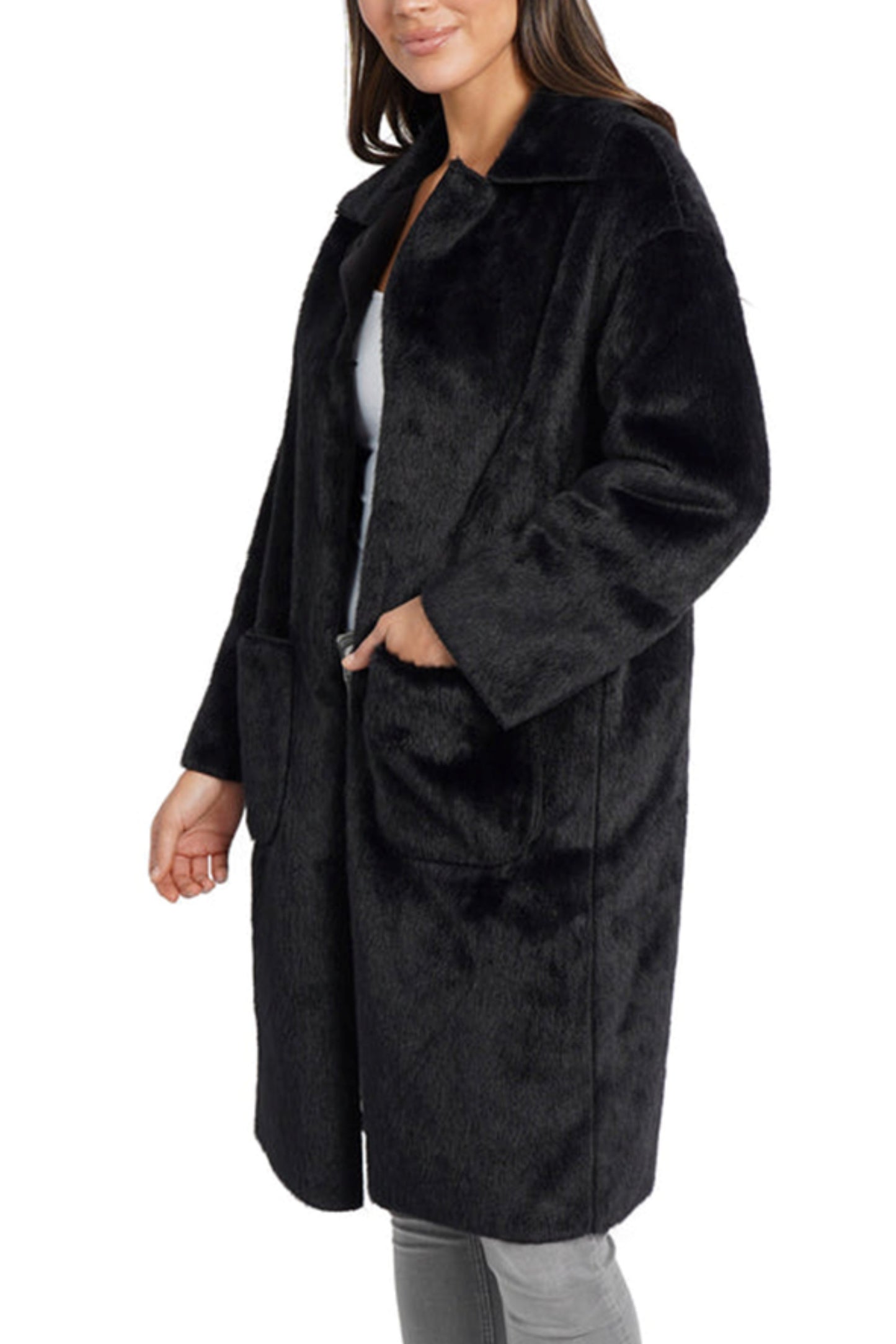 Love Token Faux Fur Mid-Length Jacket