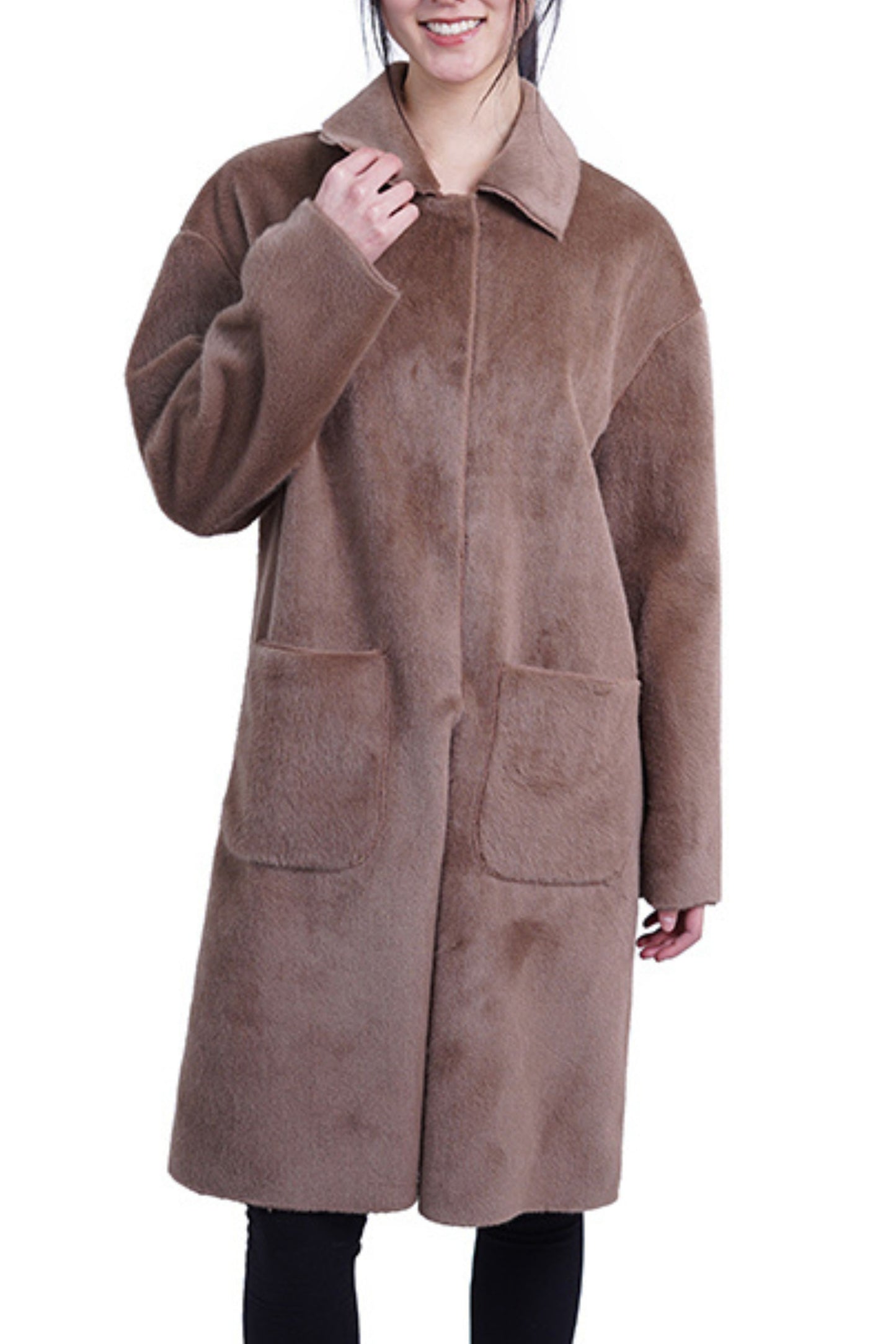 Love Token Faux Fur Mid-Length Jacket