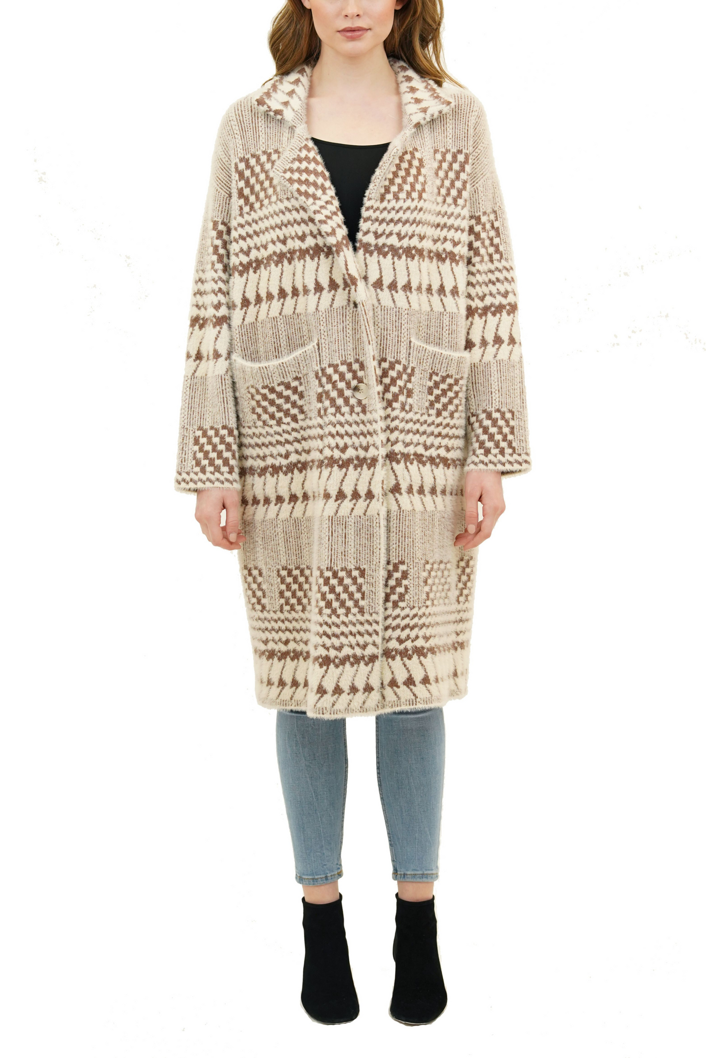 Love Token Multi Geo Print Button Down Coatigan