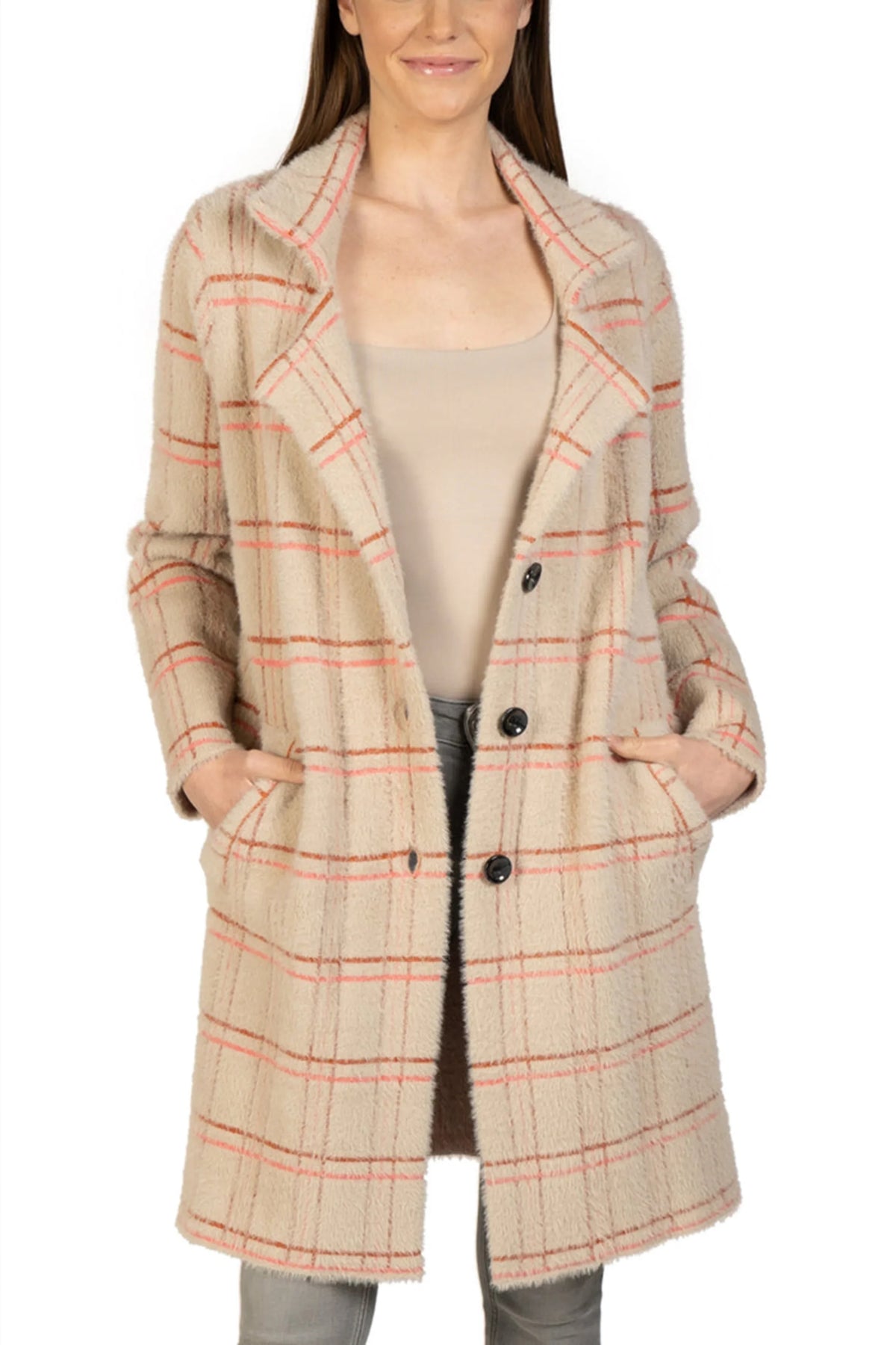 Love Token Plaid Collared Button-Down Coat