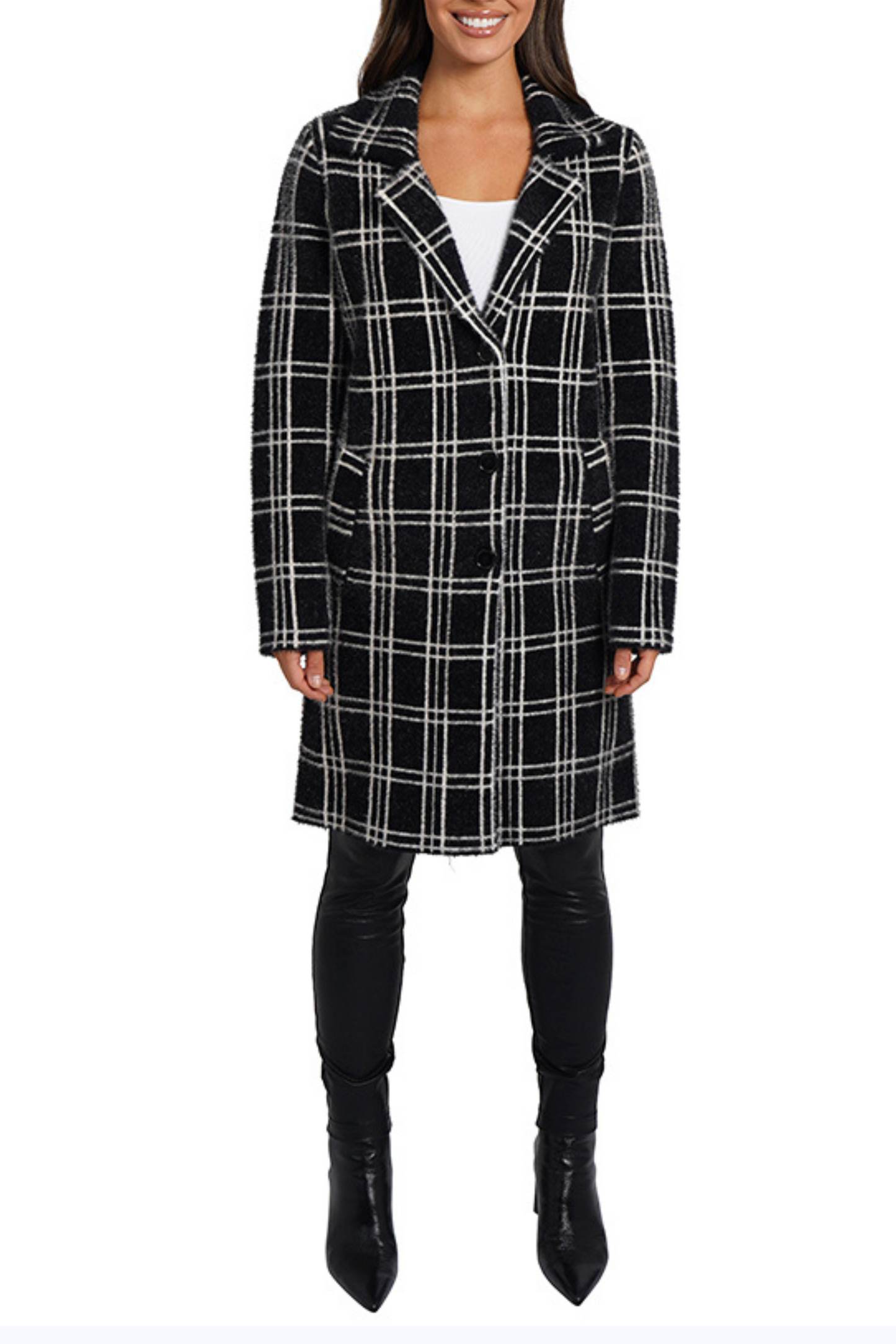 Love Token Plaid Collared Button-Down Coat
