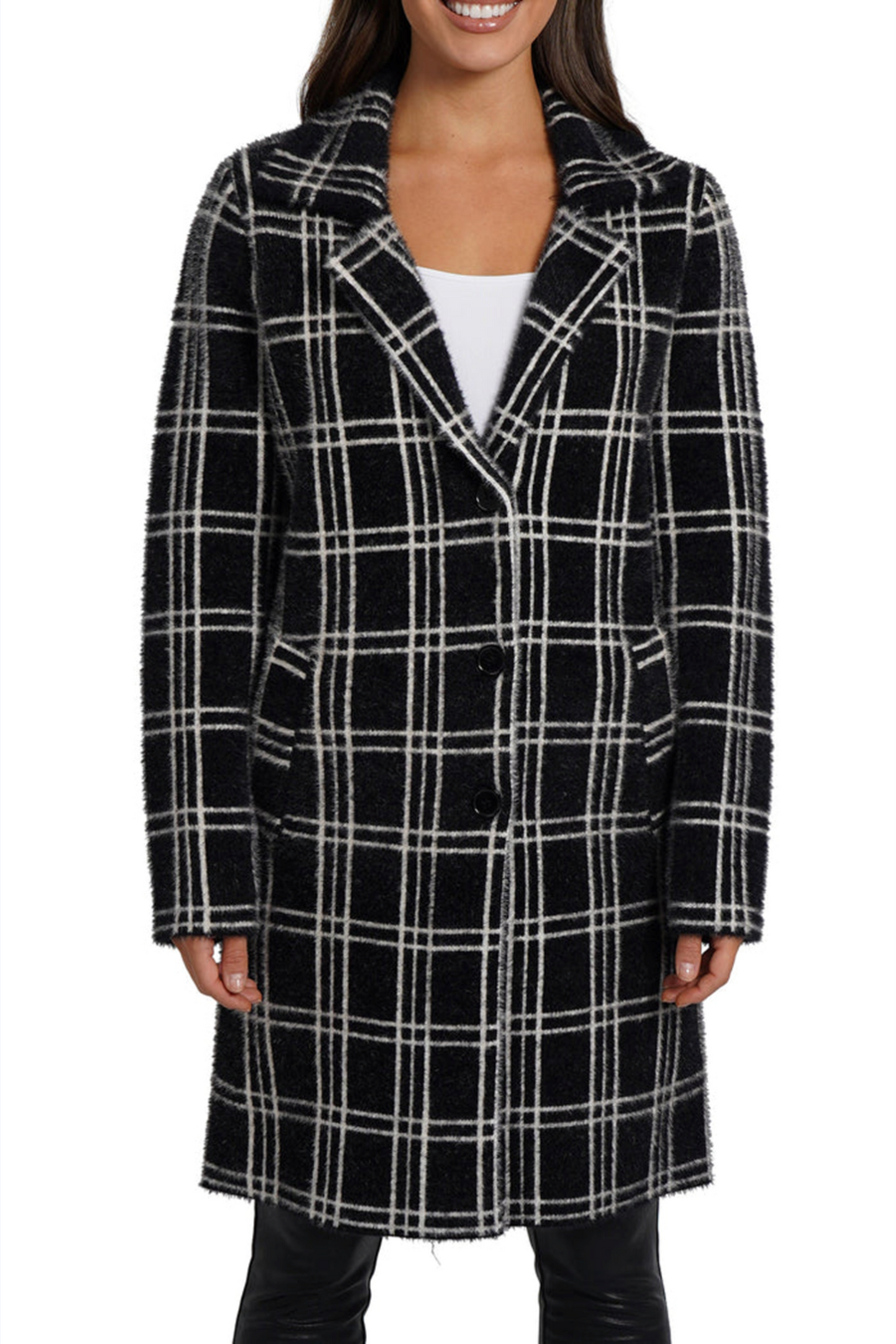 Love Token Plaid Collared Button-Down Coat