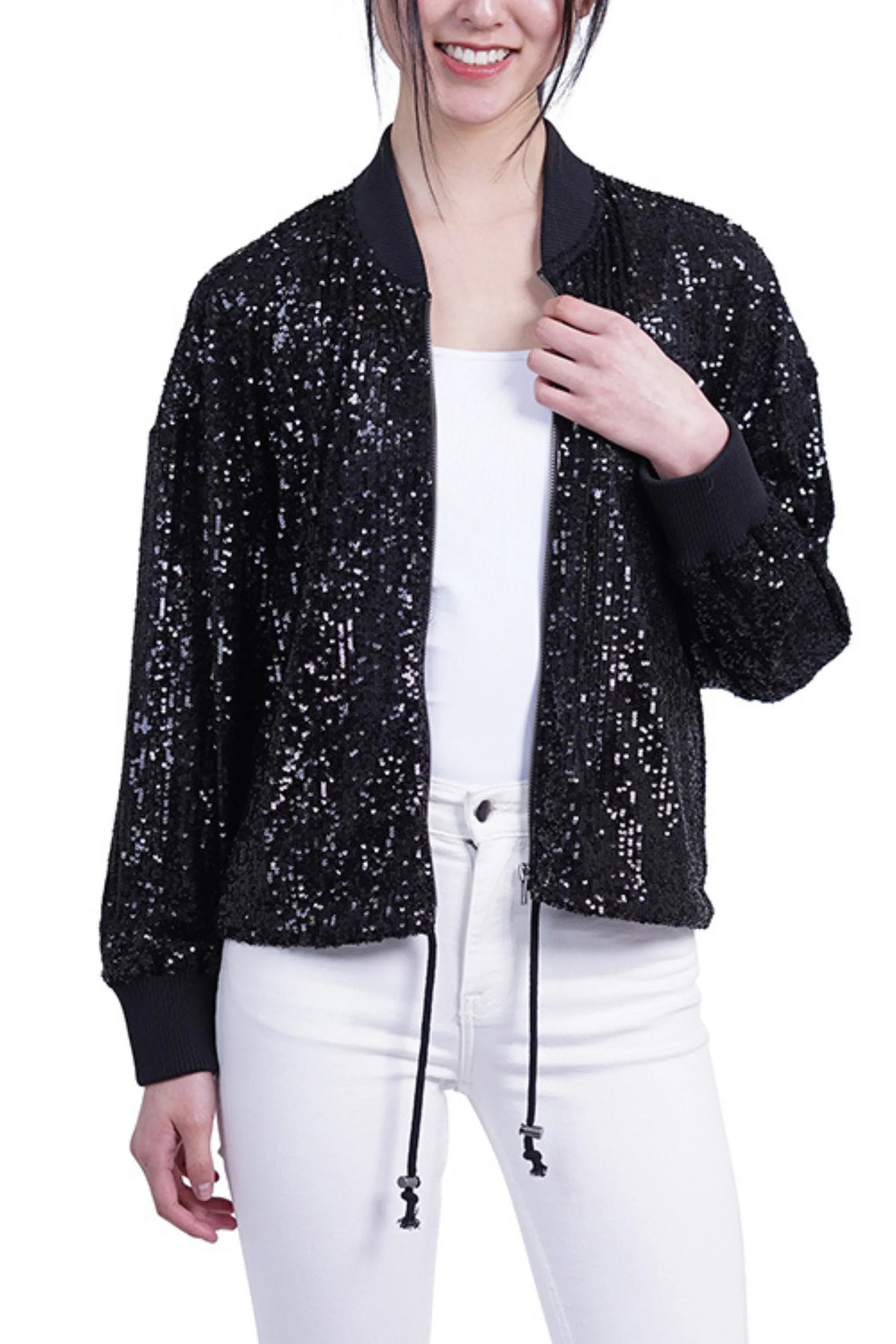 Love Token Sequined Evening Bomber Jacket