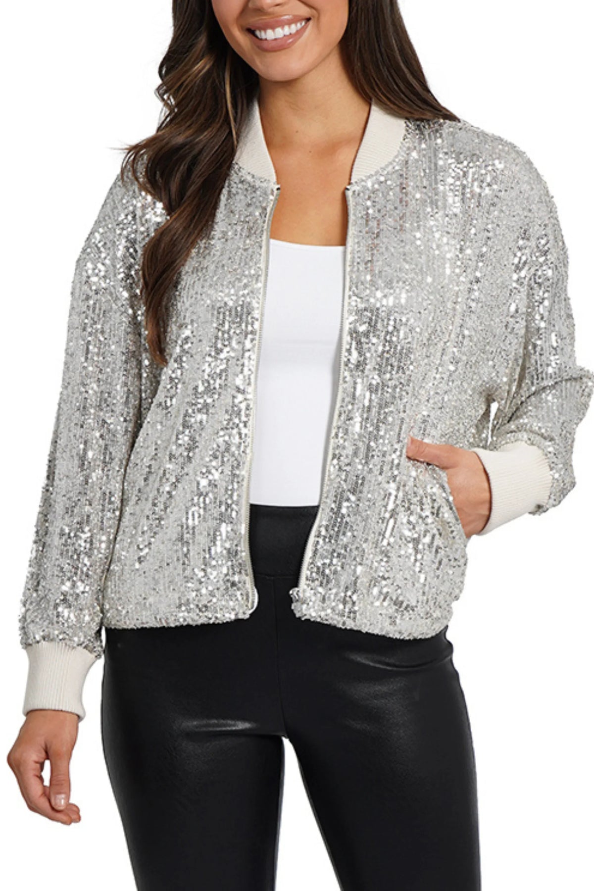 Love Token Sequined Evening Bomber Jacket