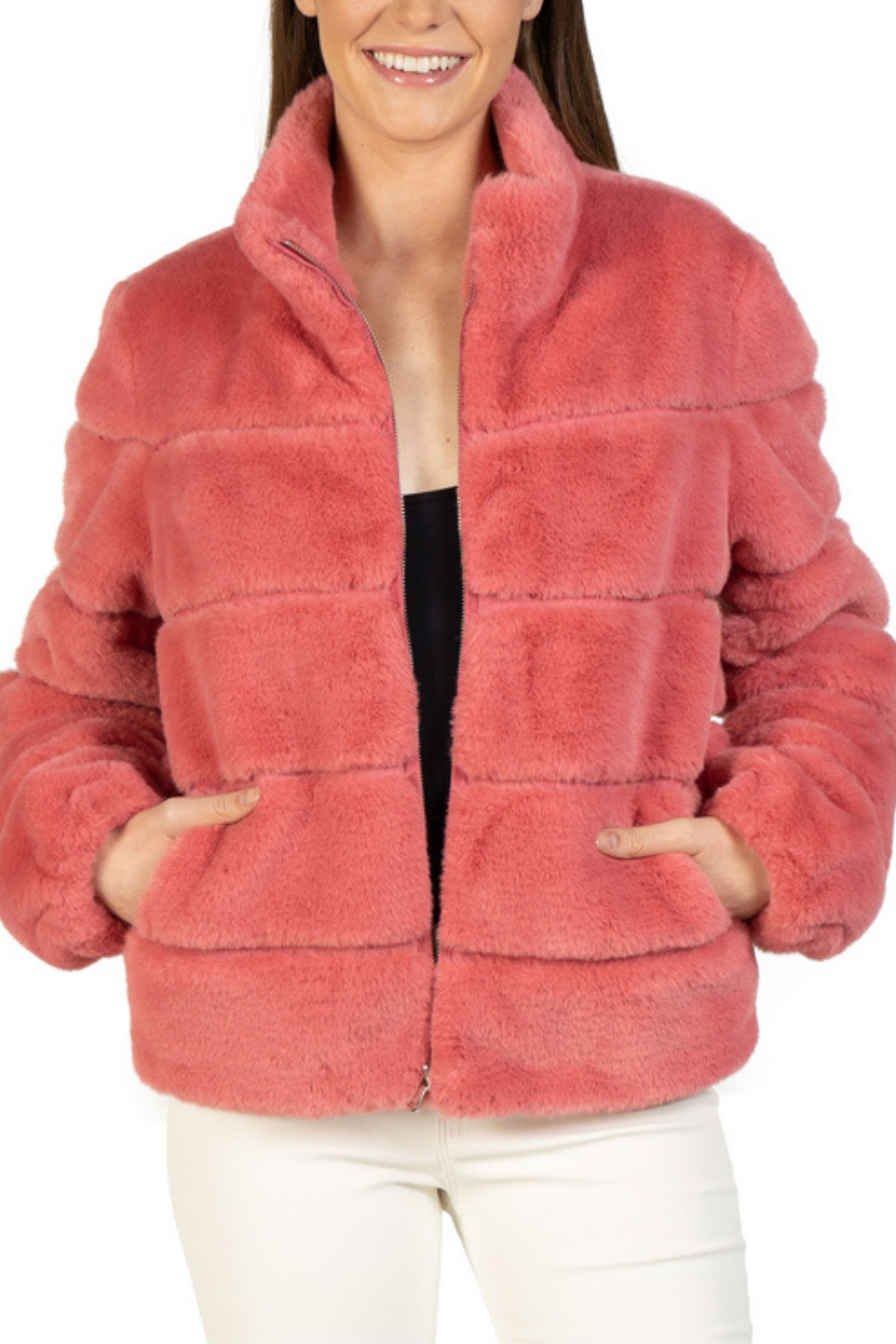 Love Token Quilted Cropped Faux Fur Coat