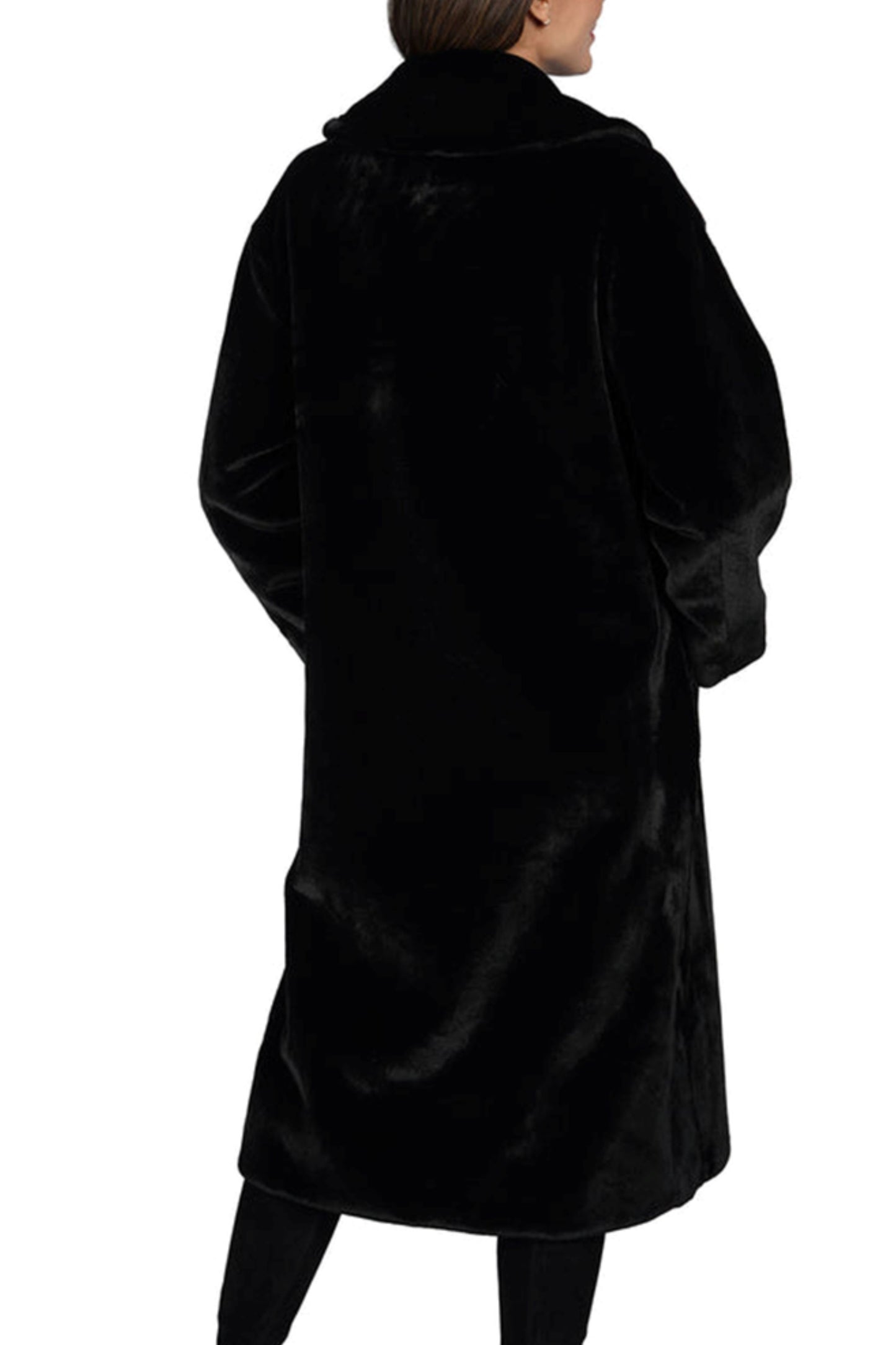 Love Token Long Open-Front Faux Fur Coat