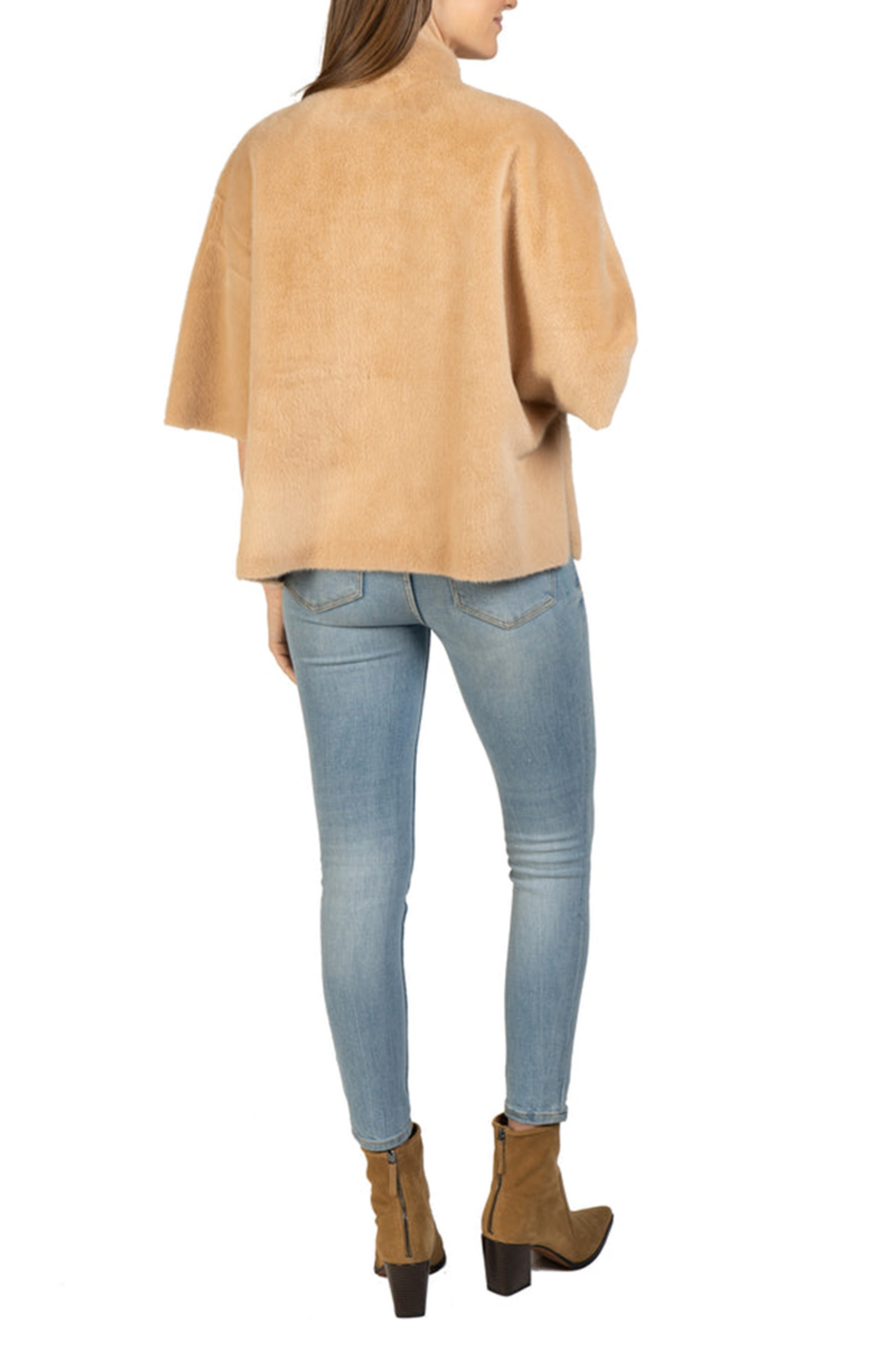 Love Token Faux Fur Short Sleeve Topper Coat