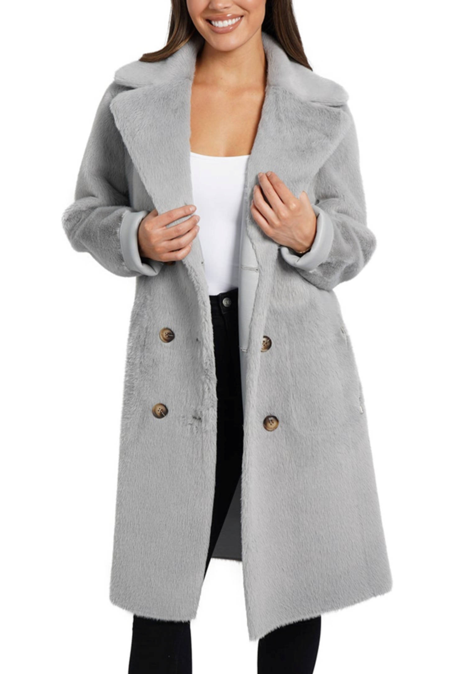 Love Token Reversible Faux-Leather Faux Fur Coat