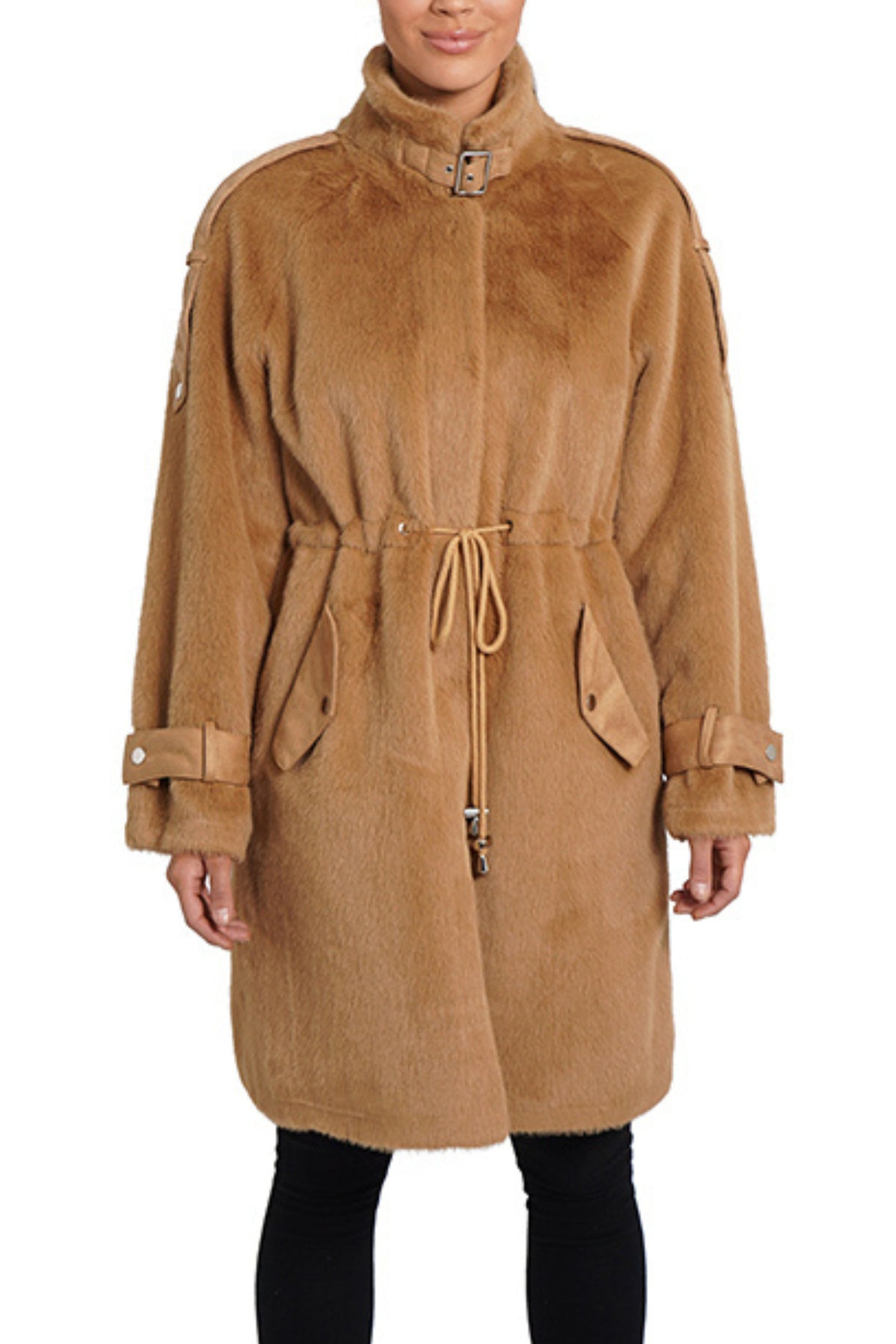 Love Token Drawstring Waist Parka Jacket