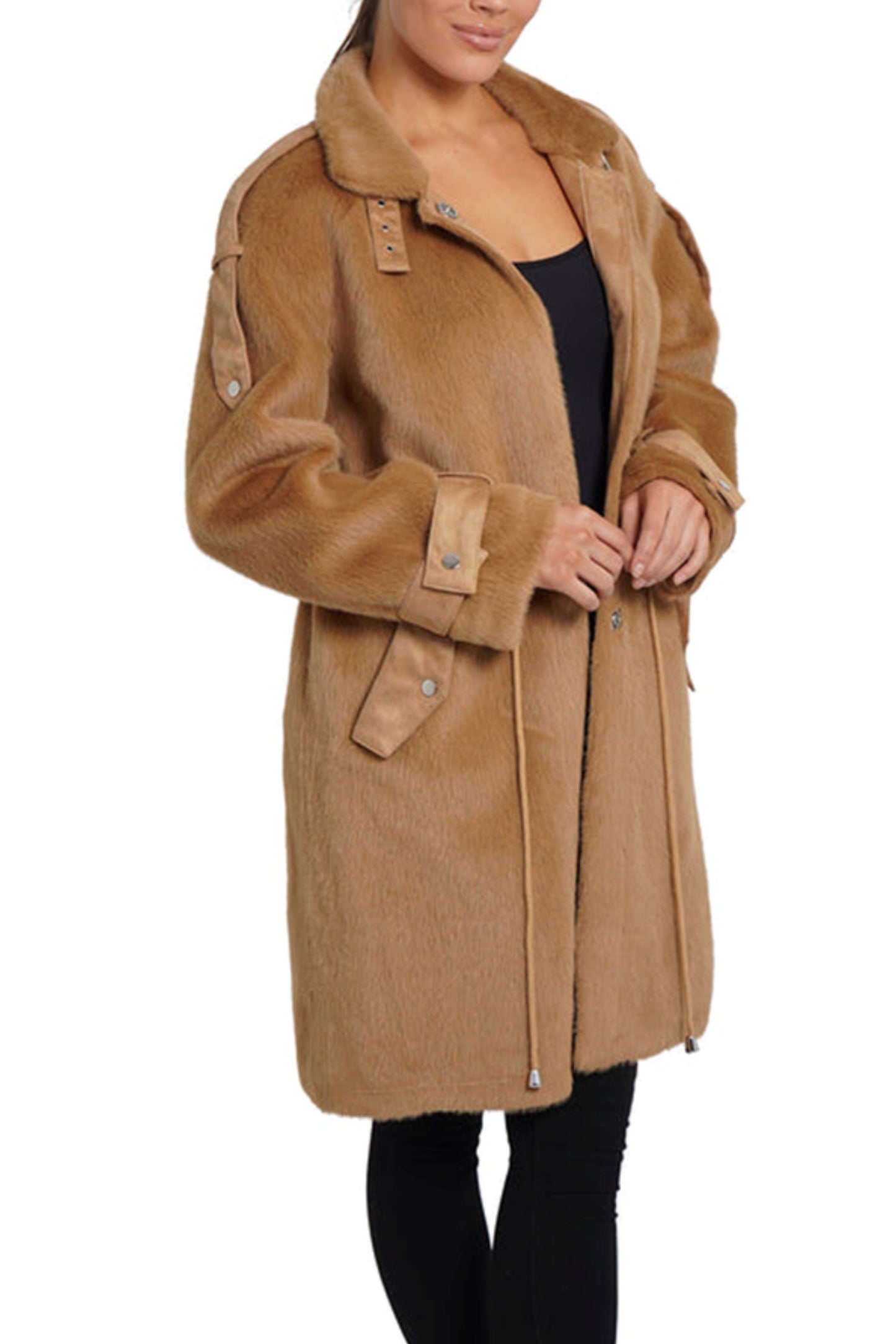 Love Token Drawstring Waist Parka Jacket