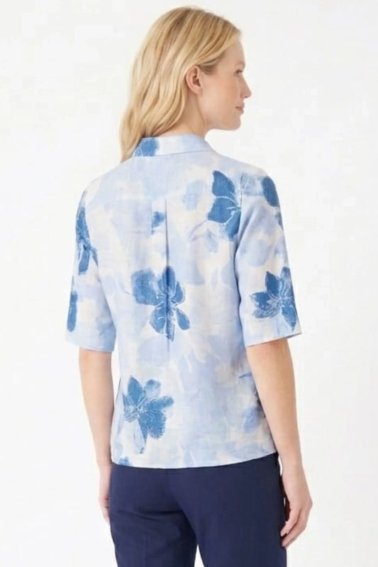 Hester & Orchard Watercolor Floral Button-Front Blouse