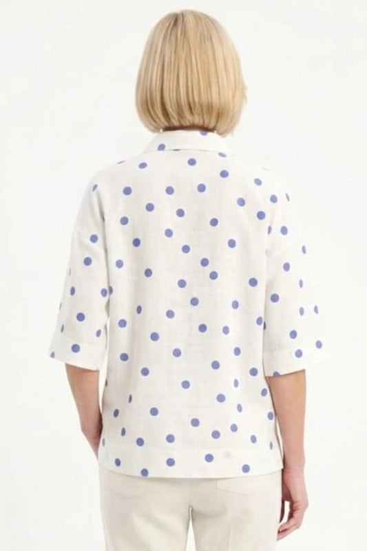 Hester & Orchard Polka Dot Linen-Blend Blouse