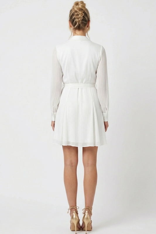 Laundry Surplice Neck Long Sleeve Belted Short Dress