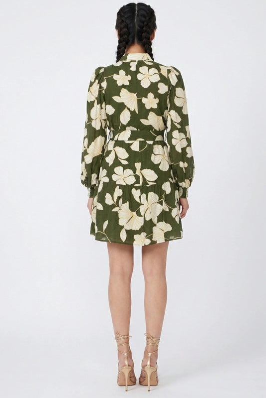 Laundry Floral Print Long Sleeve Button Down Belted Dress