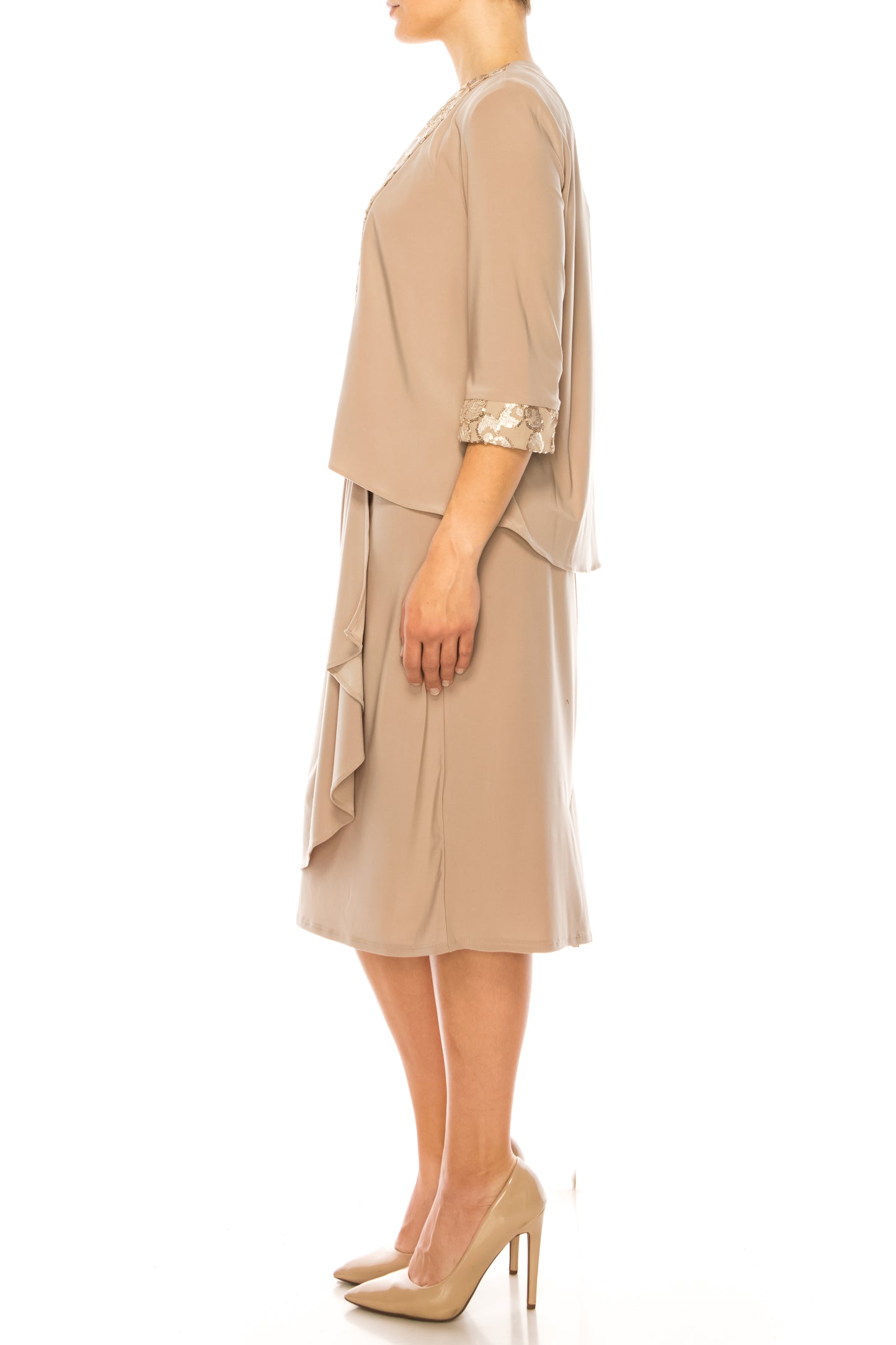 Le Bos Floral Embroidered Sequin Jacket Dress