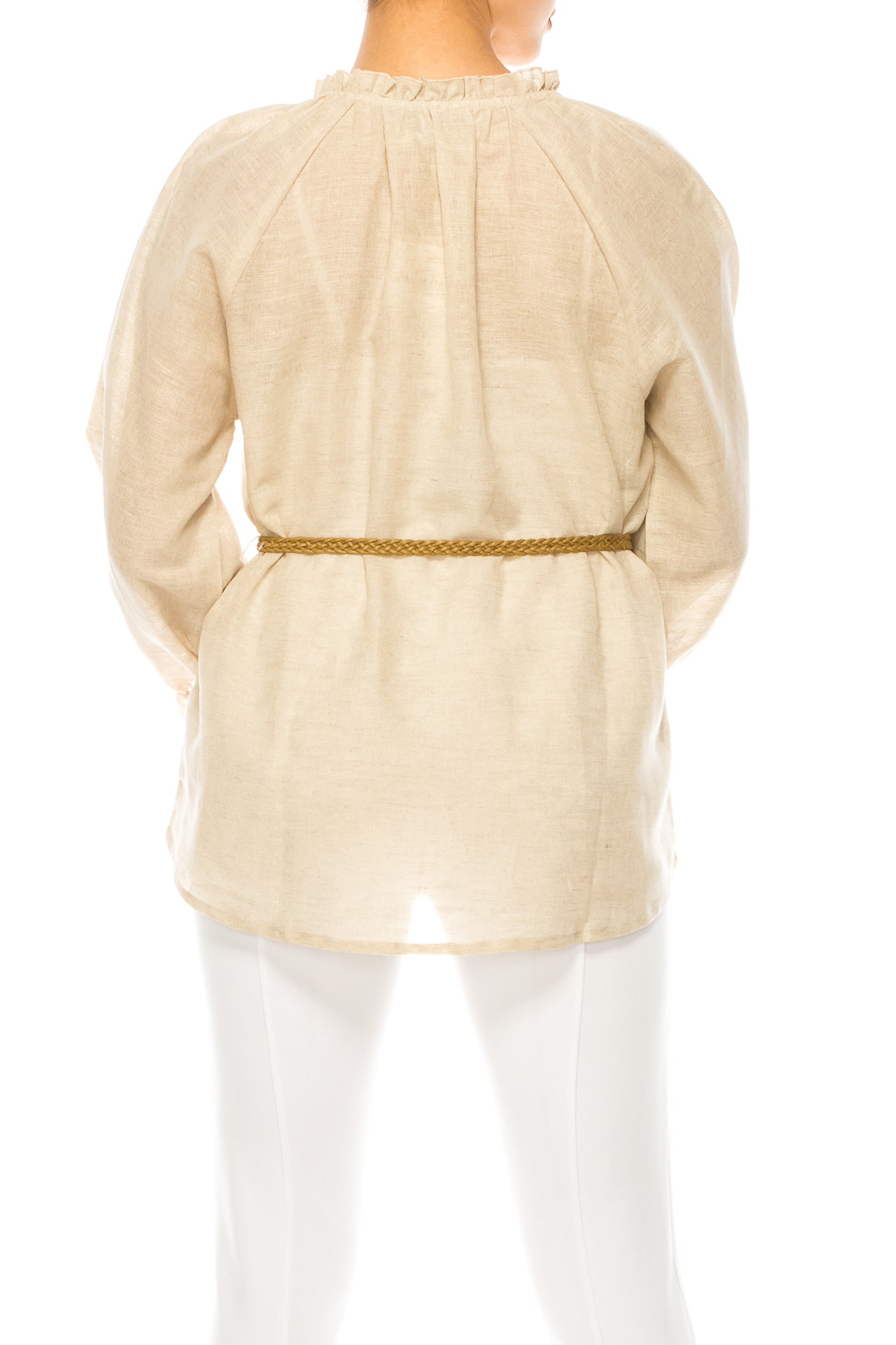 Hester & Orchid Button-Down Belted Peasant Top