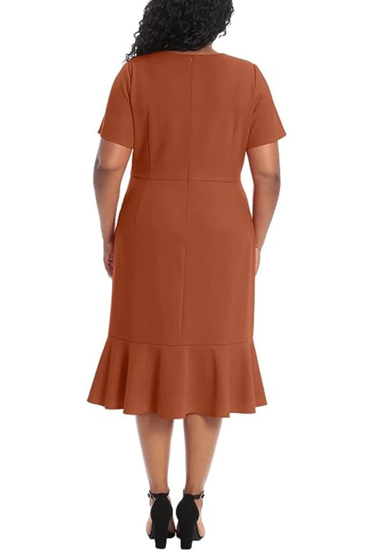 London Times Twist Waist Ruffle Skirt Sheath Dress