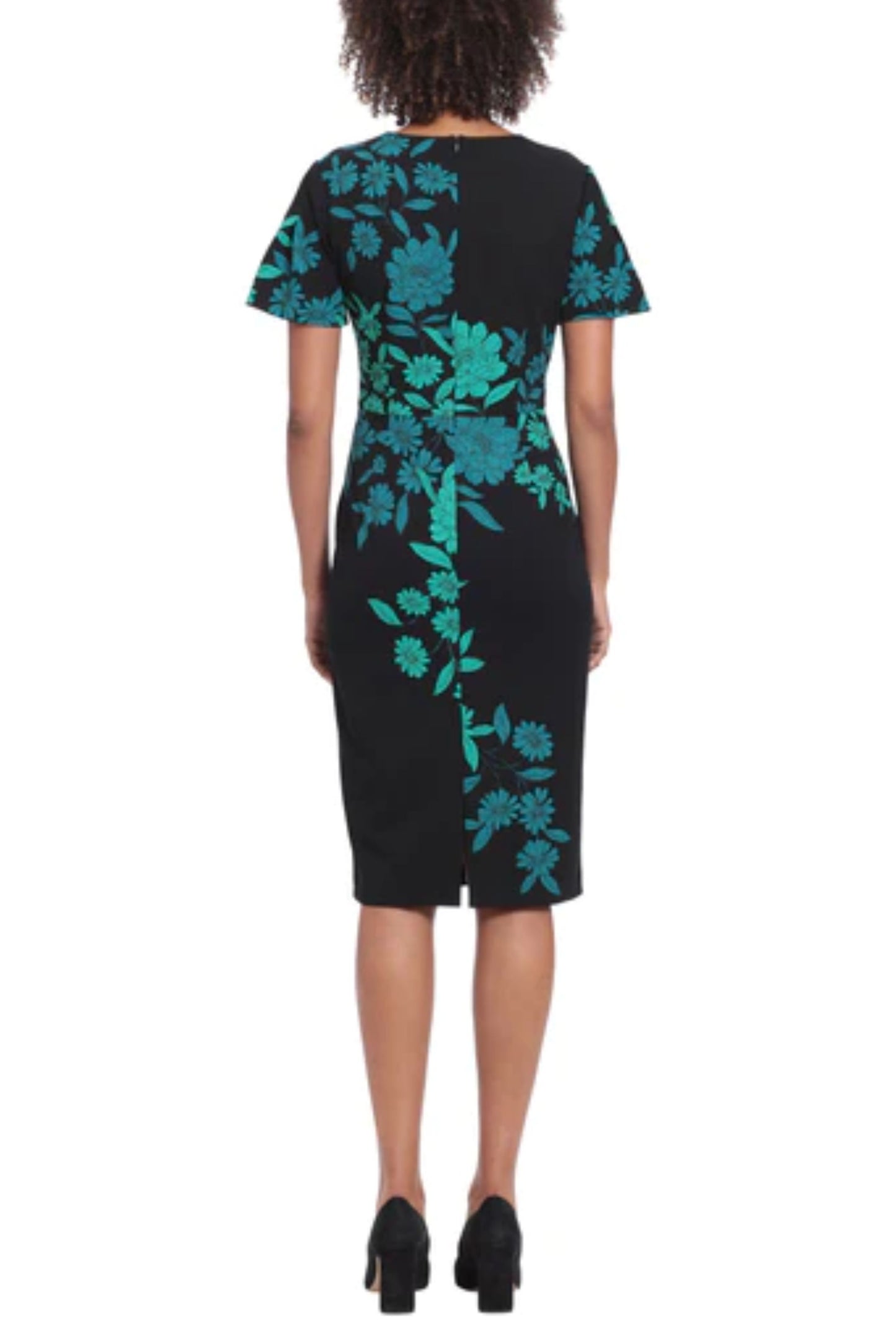 London Times Short Sleeve Floral Sheath Dress
