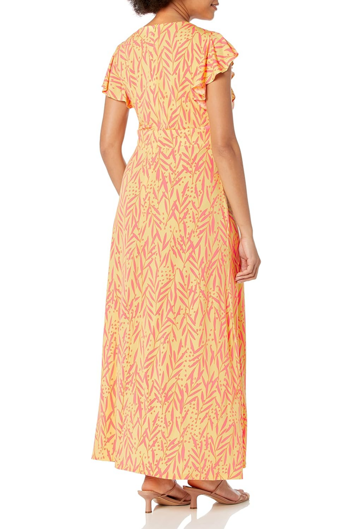 London Times Floral Flutter Sleeve Maxi Dress
