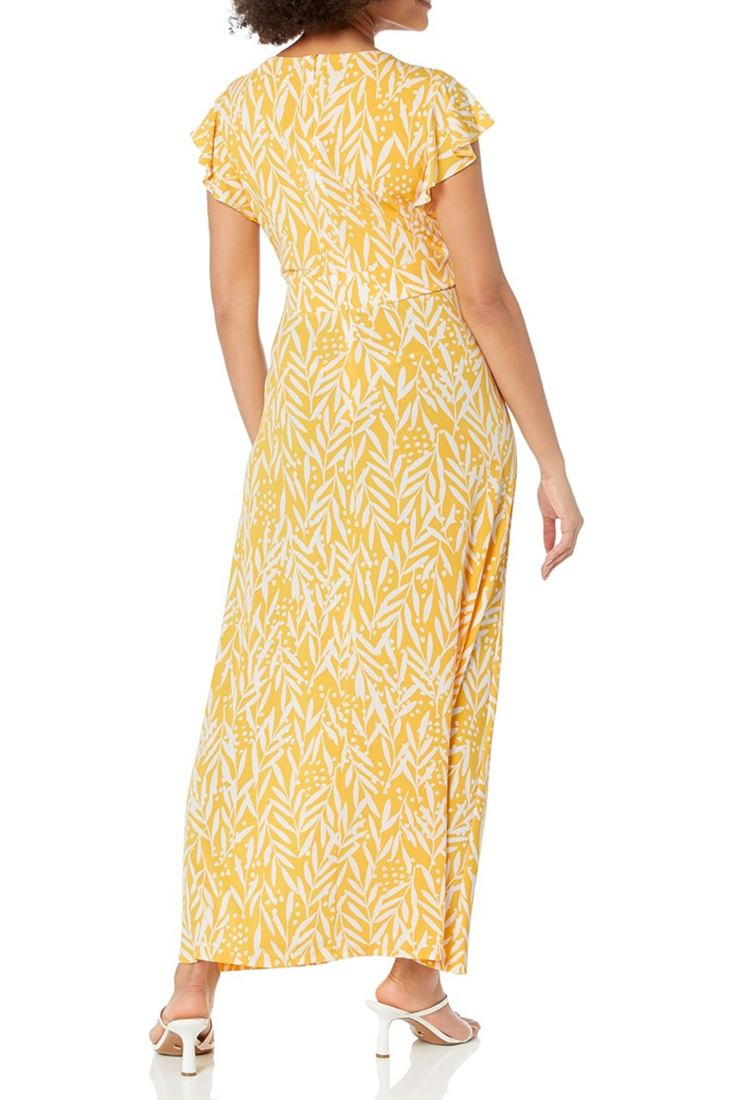 London Times Floral Flutter Sleeve Maxi Dress