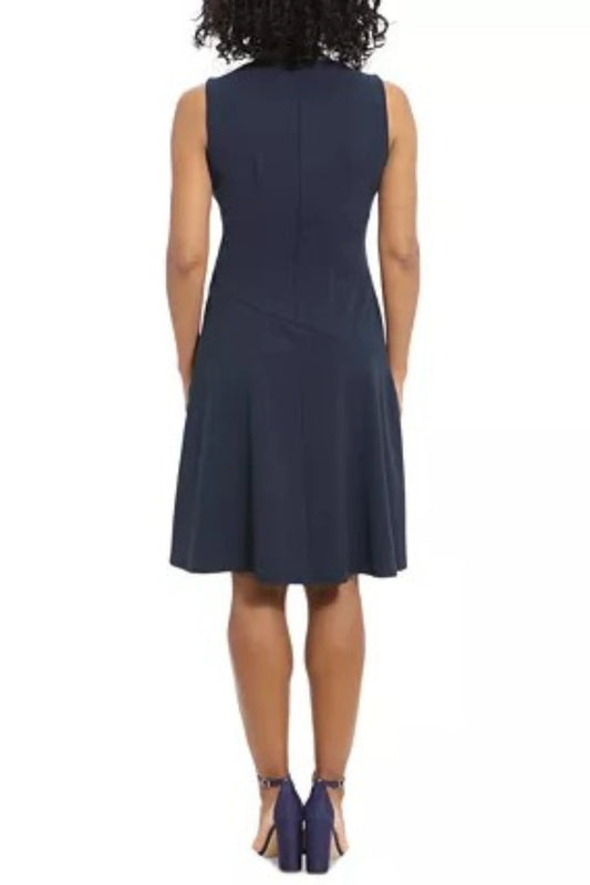 London Times Sleeveless Asymmetrical Detail Dress