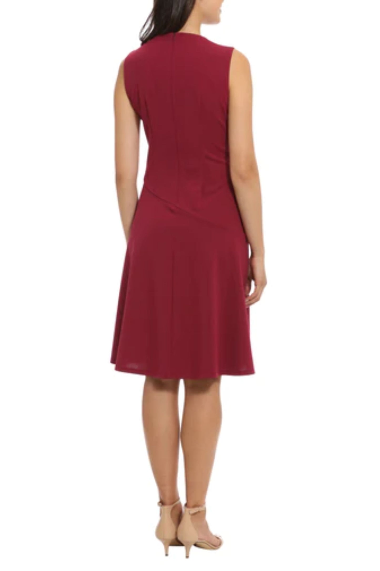London Times Sleeveless Asymmetrical Detail Dress