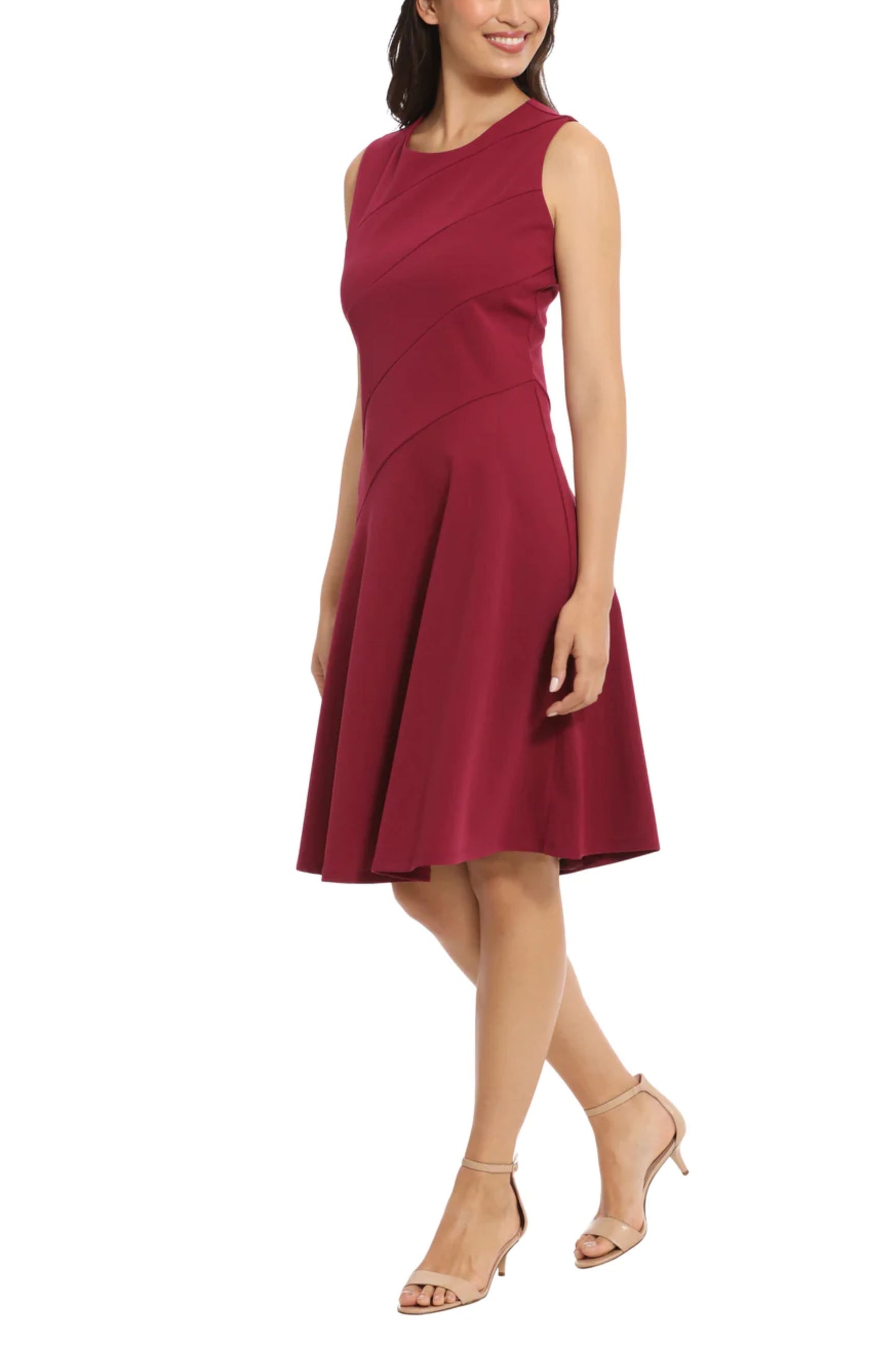 London Times Sleeveless Asymmetrical Detail Dress