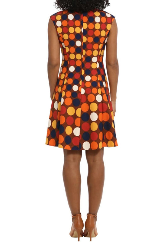 London Times Polka Dot Print Fit and Flare Dress