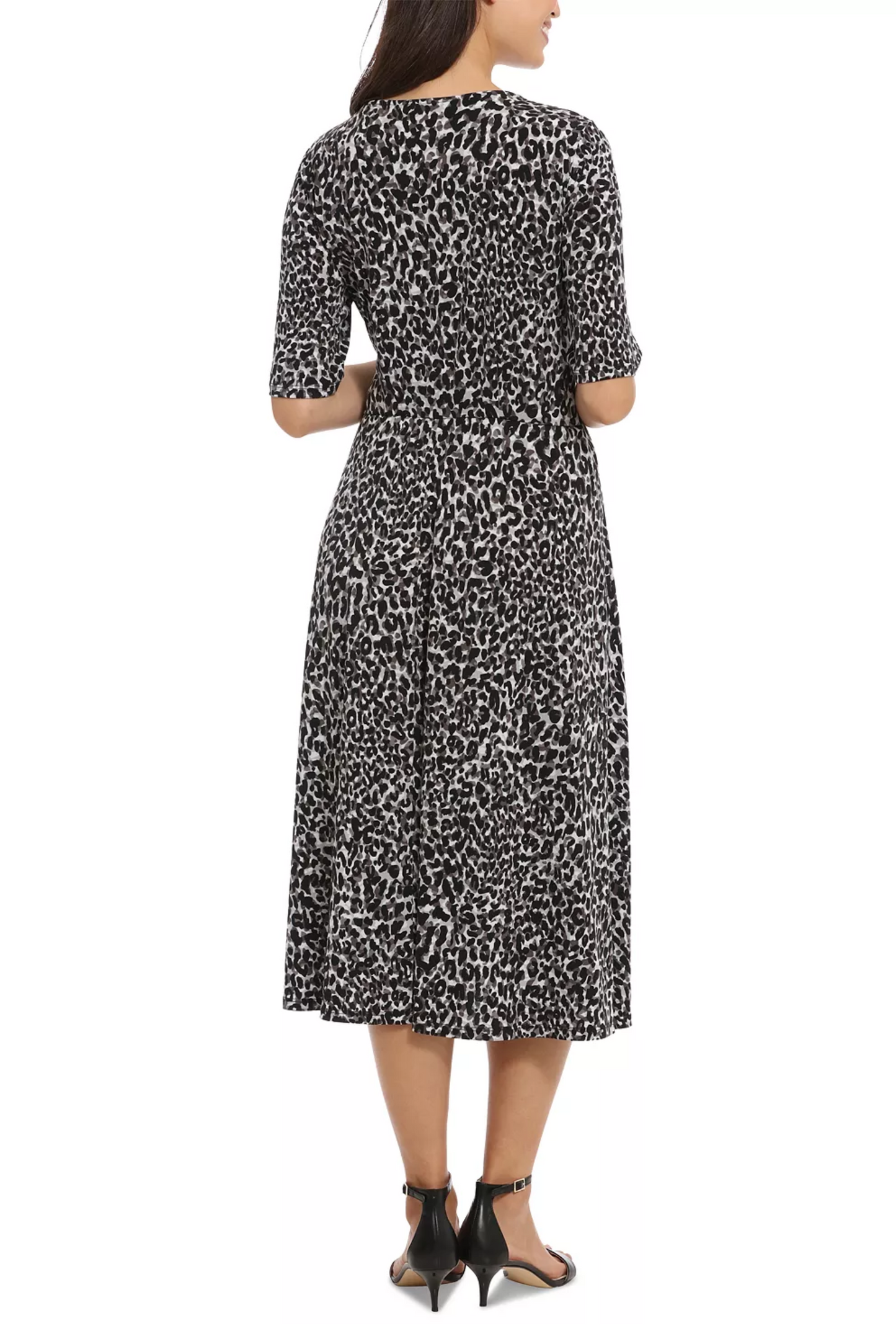 London Times Tie-Waist Animal Print A-Line Dress