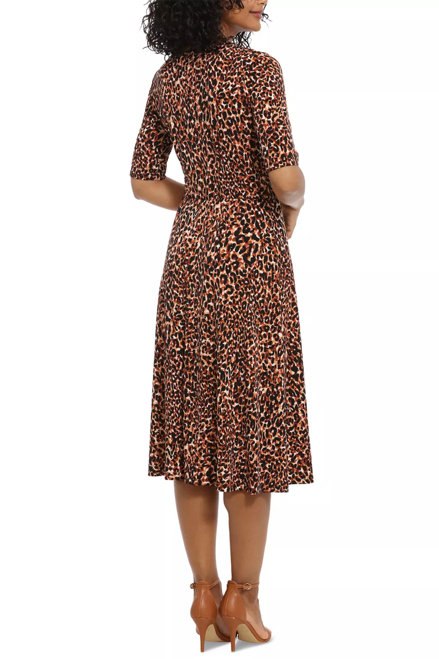 London Times Tie-Waist Animal Print A-Line Dress