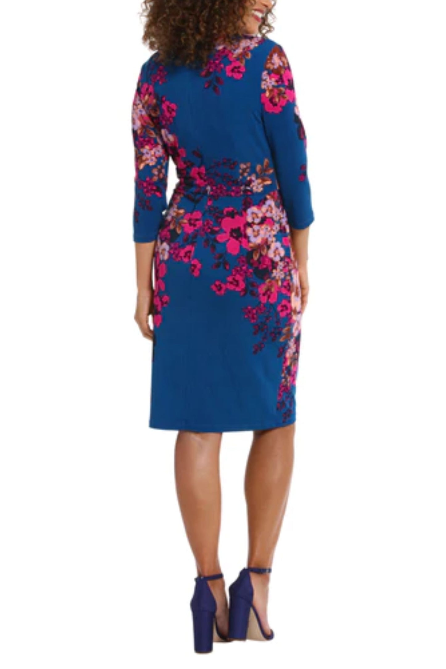 London Times Floral Print 3/4 Sleeve Sheath Dress