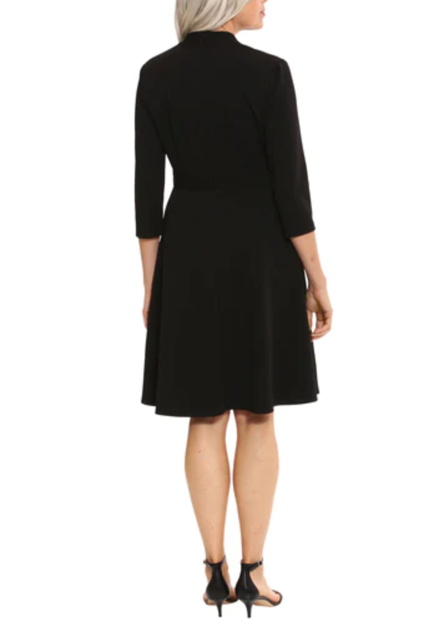 London Times 3/4 Sleeve Double-Button A-Line Dress