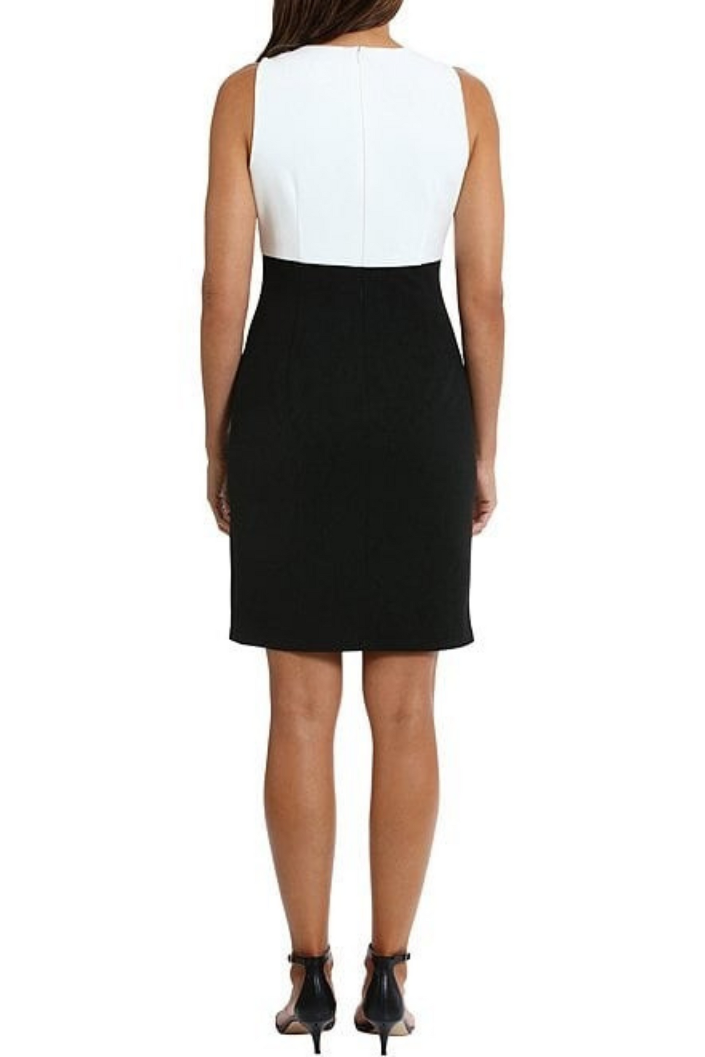 London Times Sleeveless Contrast Bow Neck Dress