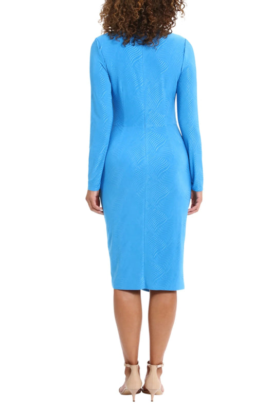 London Times Long Sleeve Ruched Detail Dress