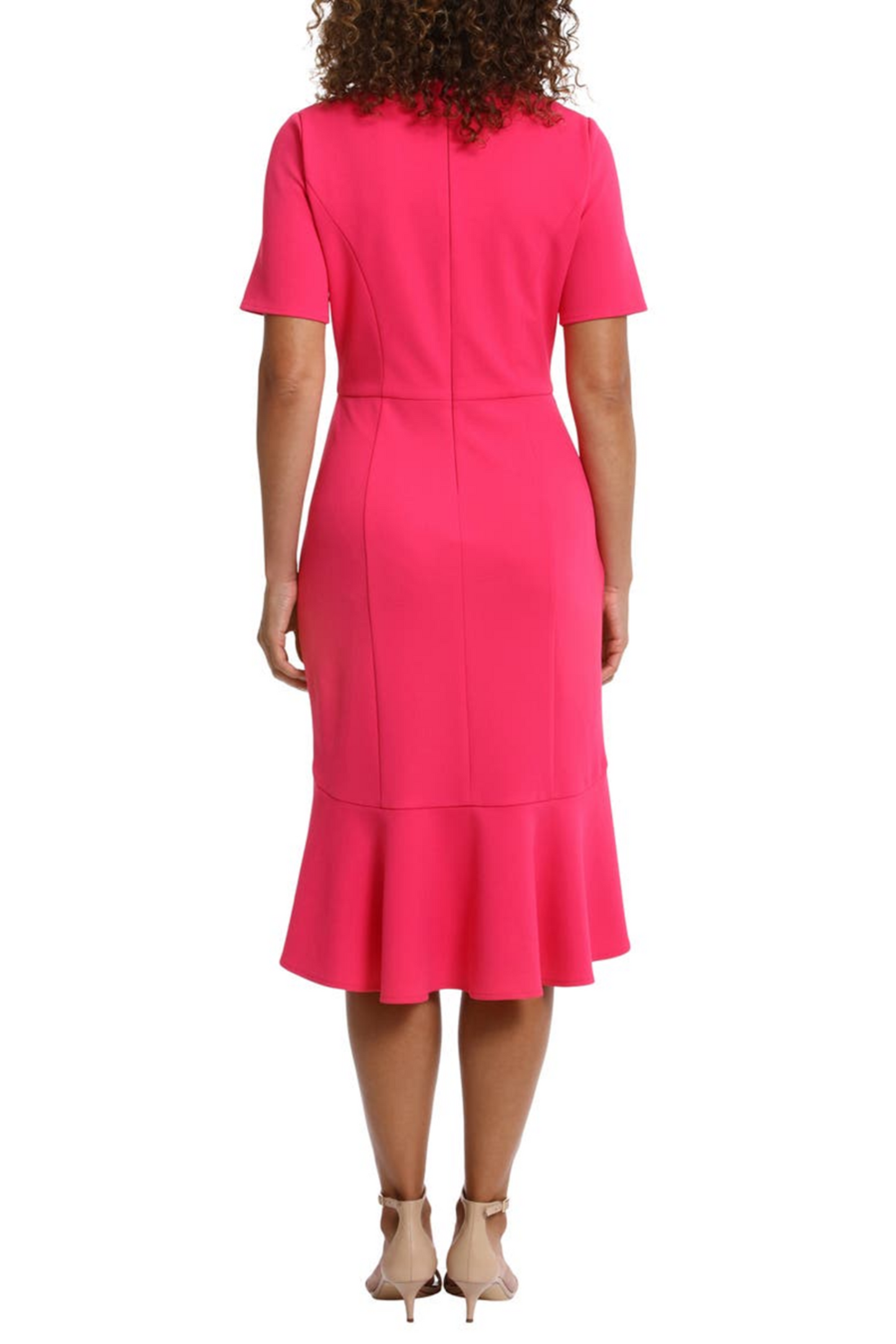 London Times Flounce Hem Short Sleeve Sheath Dress