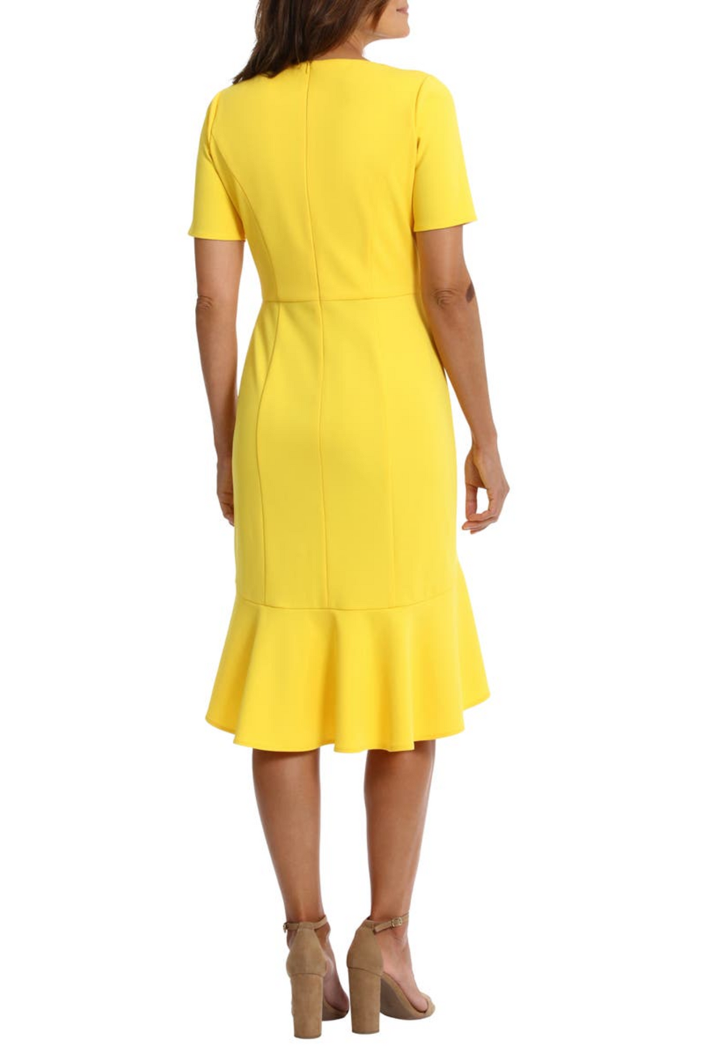 London Times Flounce Hem Short Sleeve Sheath Dress