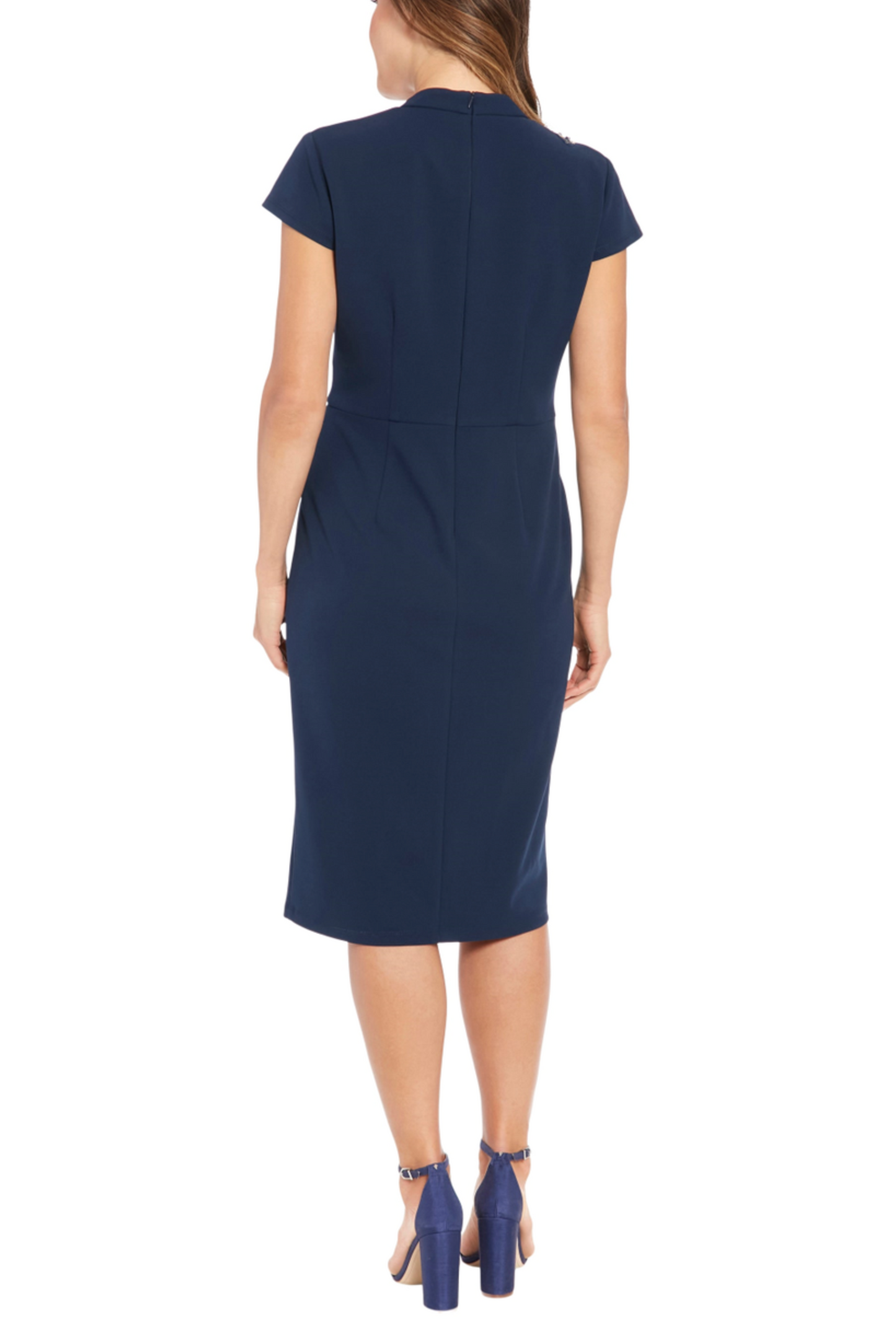 London Times Floral Shoulder Detail Sheath Dress