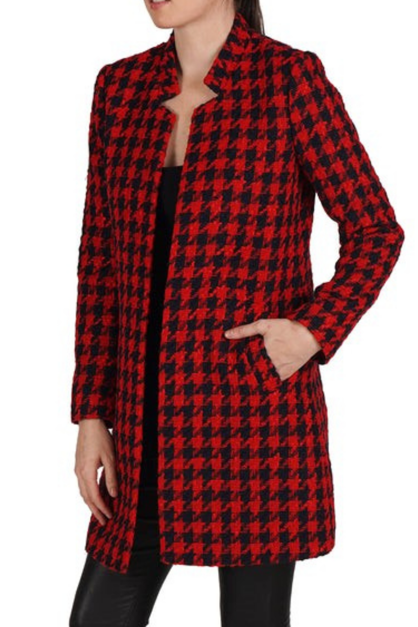 Love Token Houndstooth Pattern Tweed Jacket