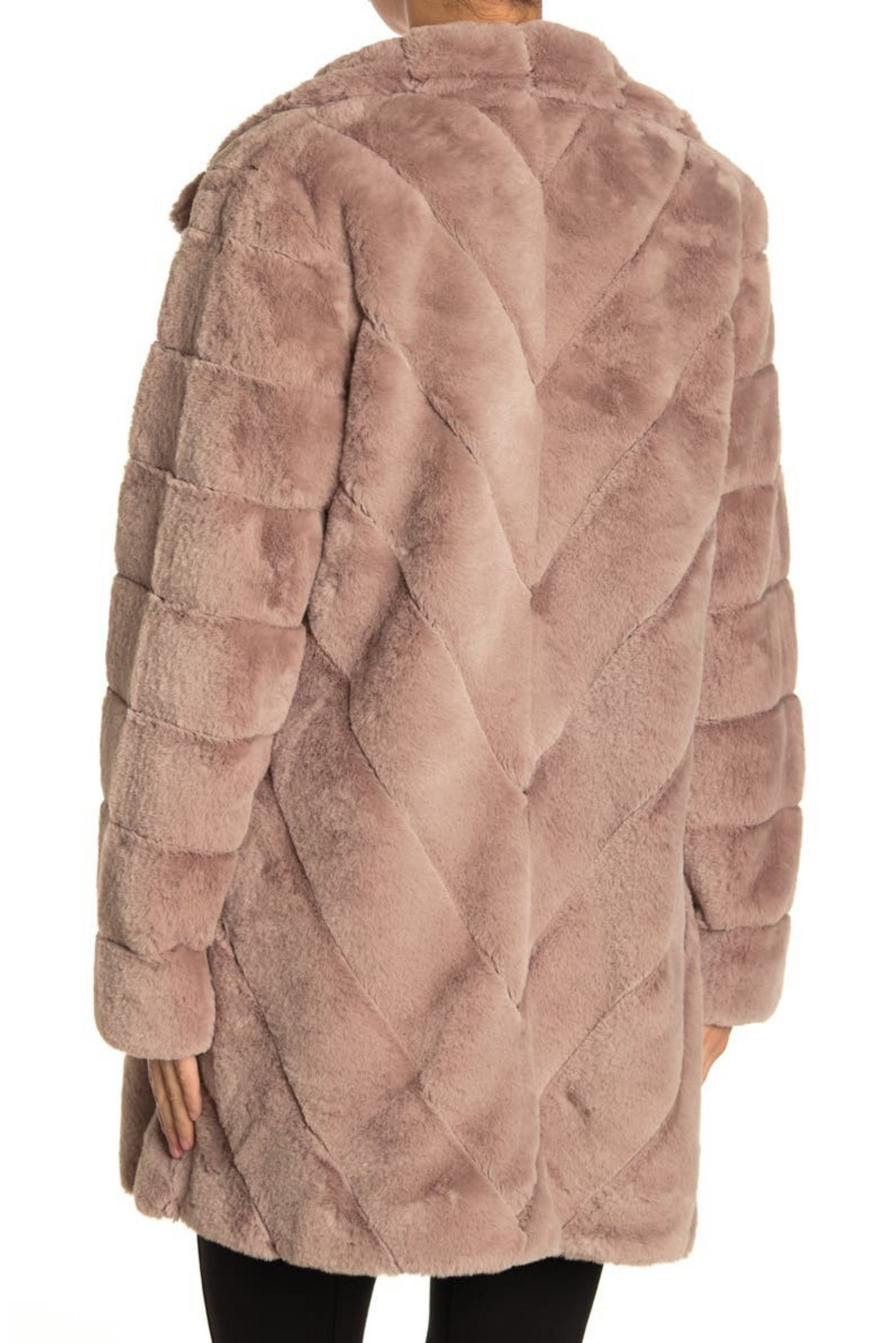 Love Token Quilted Mid Length Faux Fur Coat