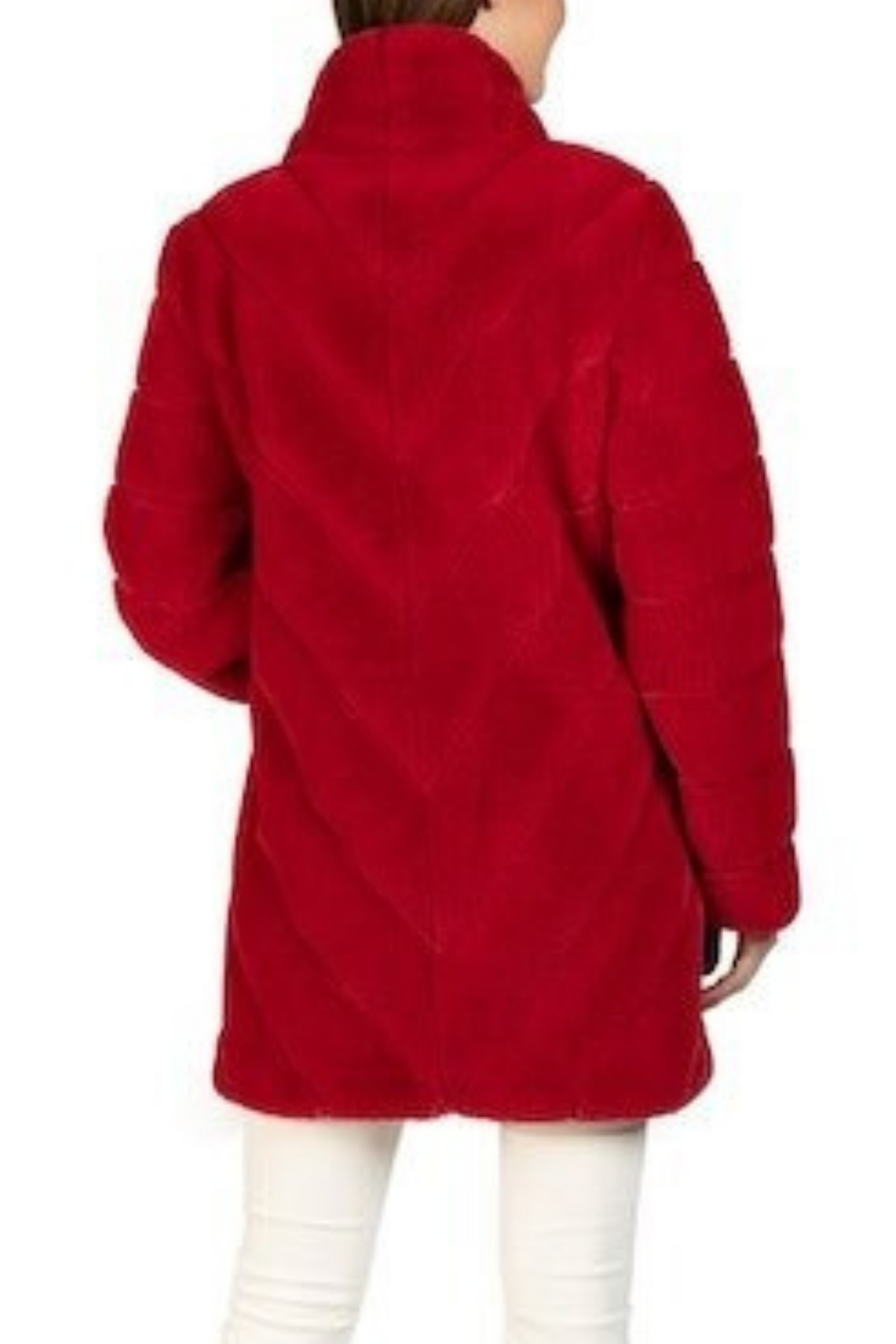 Love Token Quilted Mid Length Faux Fur Coat
